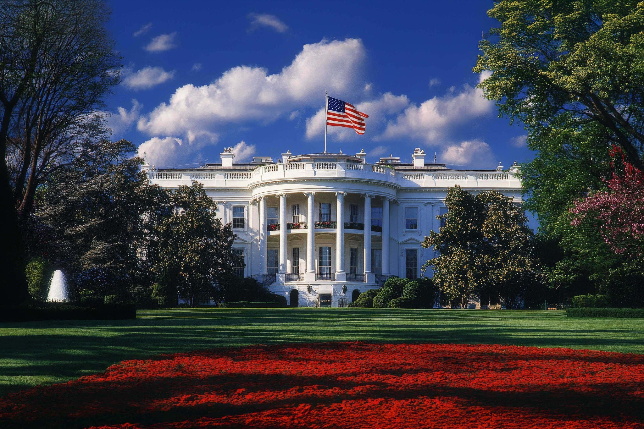 EY American flag with White House