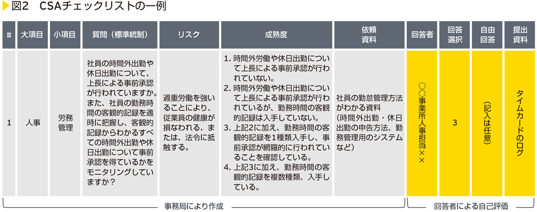 図2　CSAチェックリストの一例