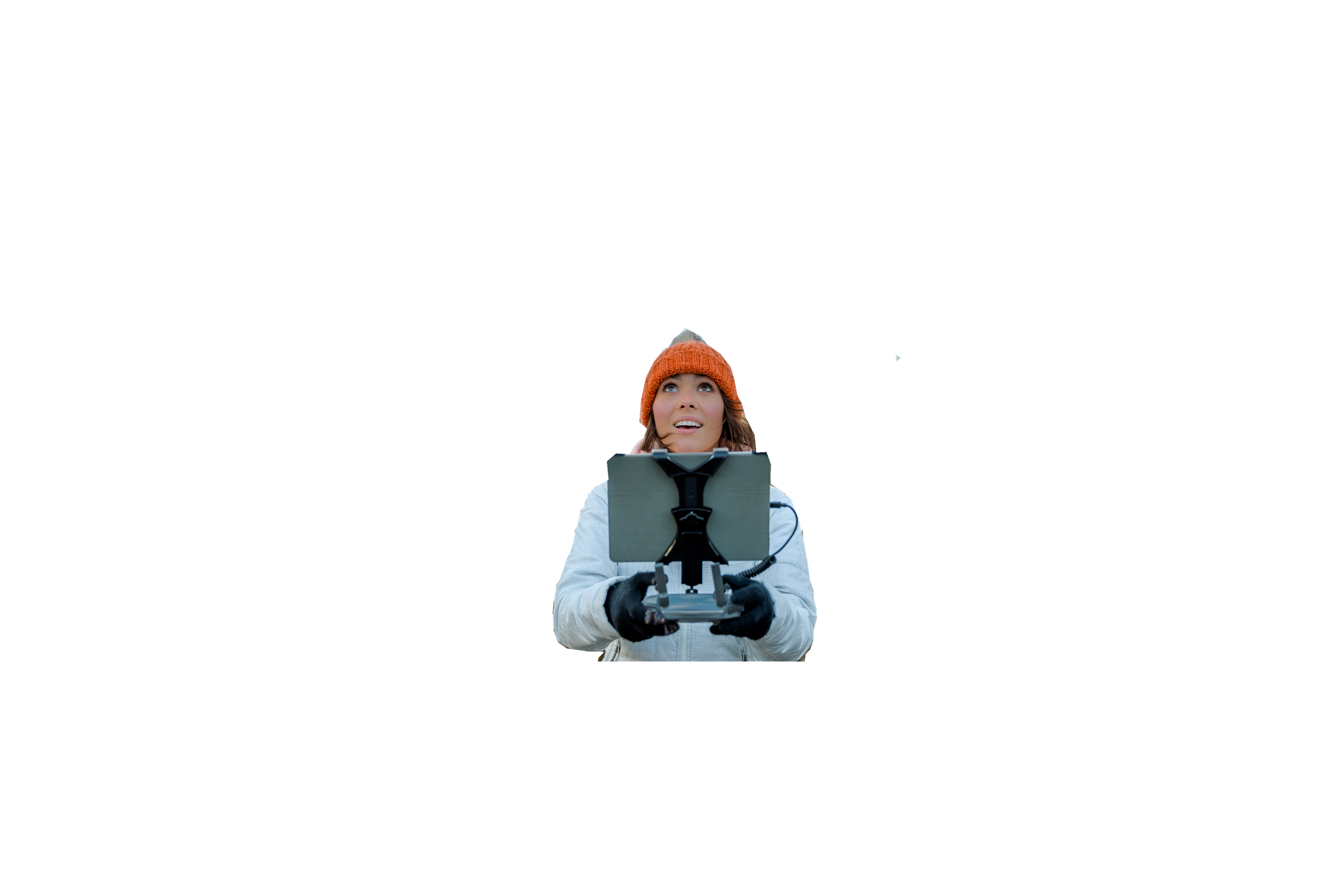 Woman Pilot Using Drone Remote Controller in corn field