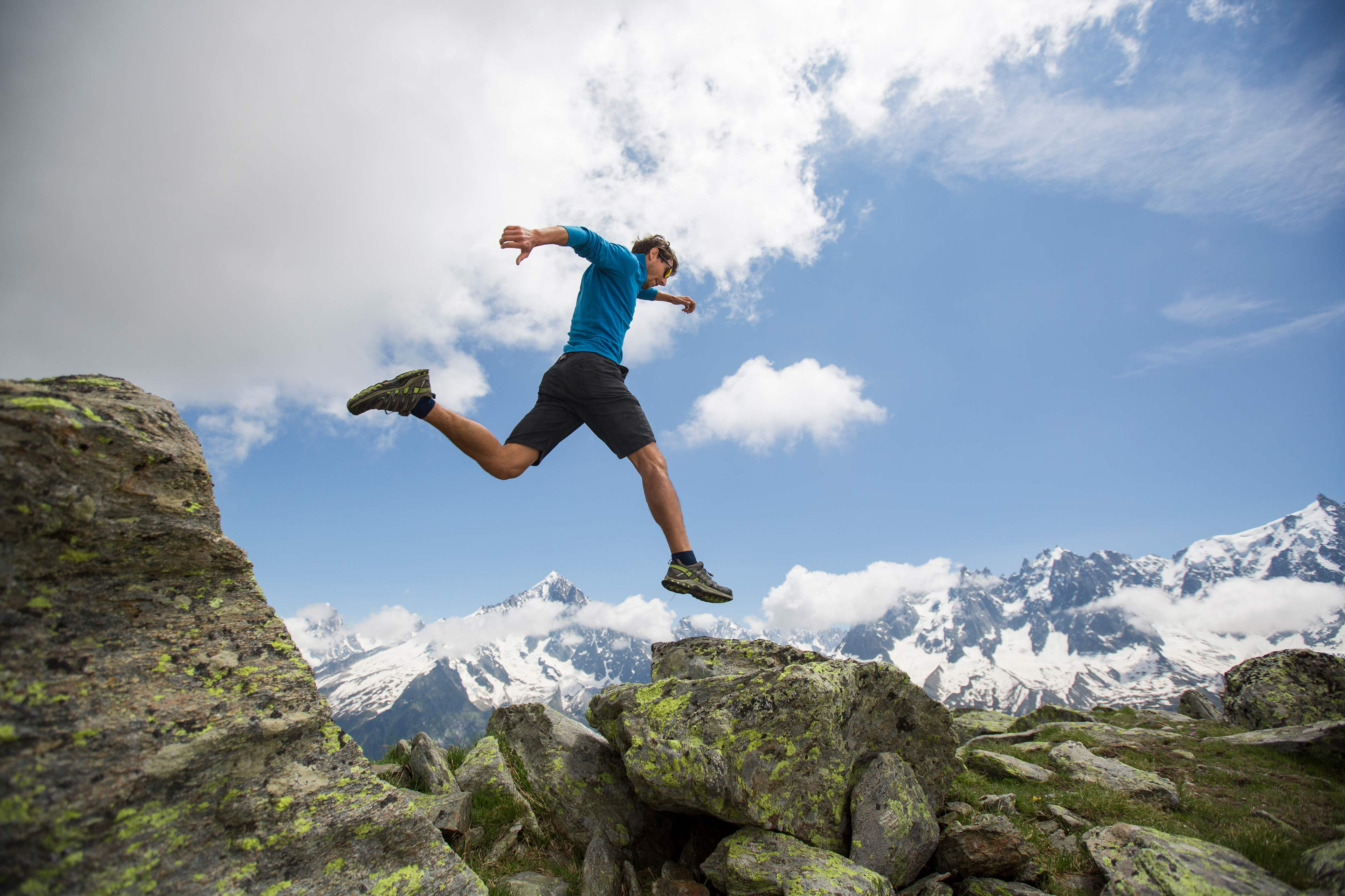 Man jumping on mountain