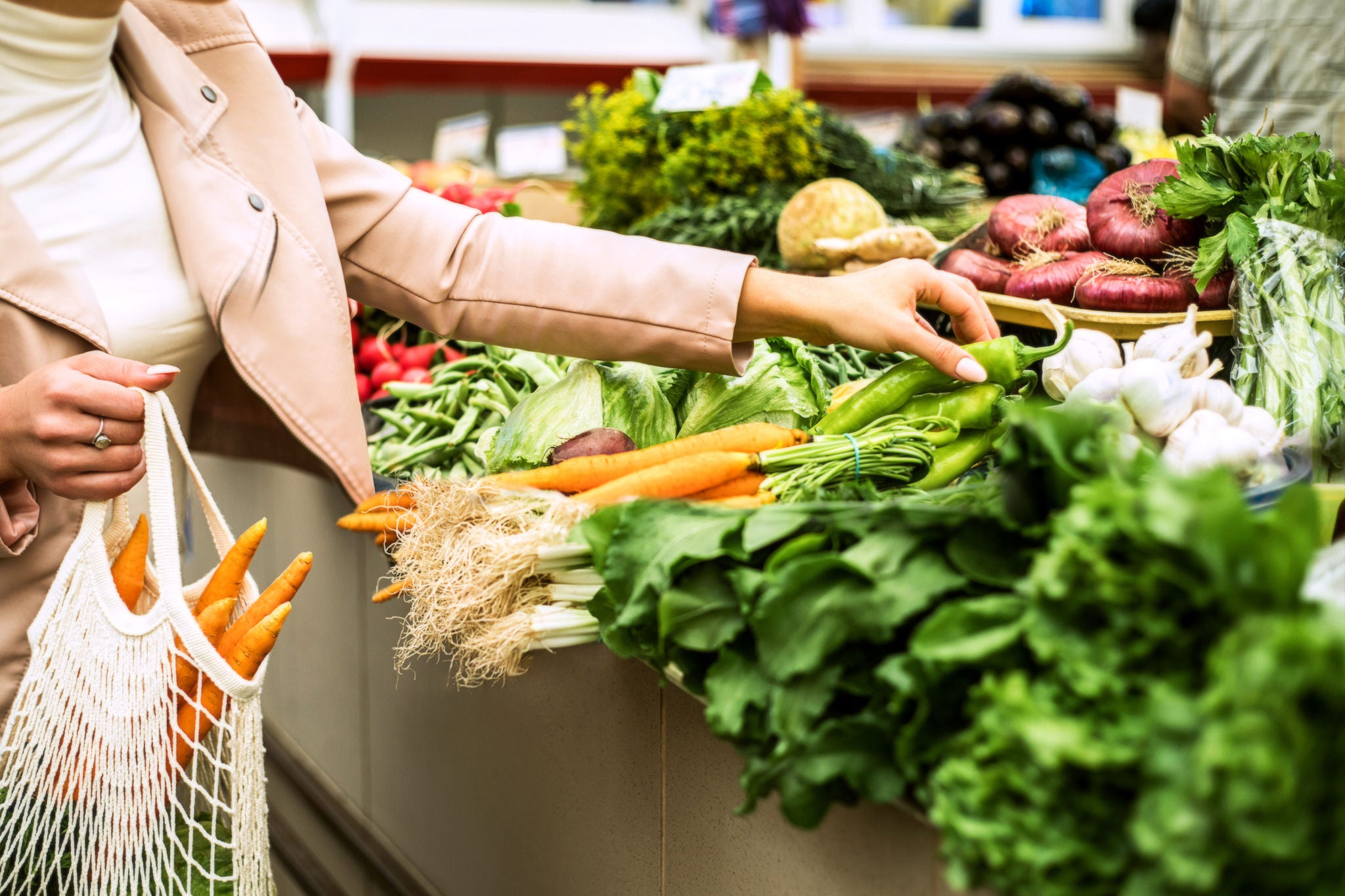 Woman shopping vegetables