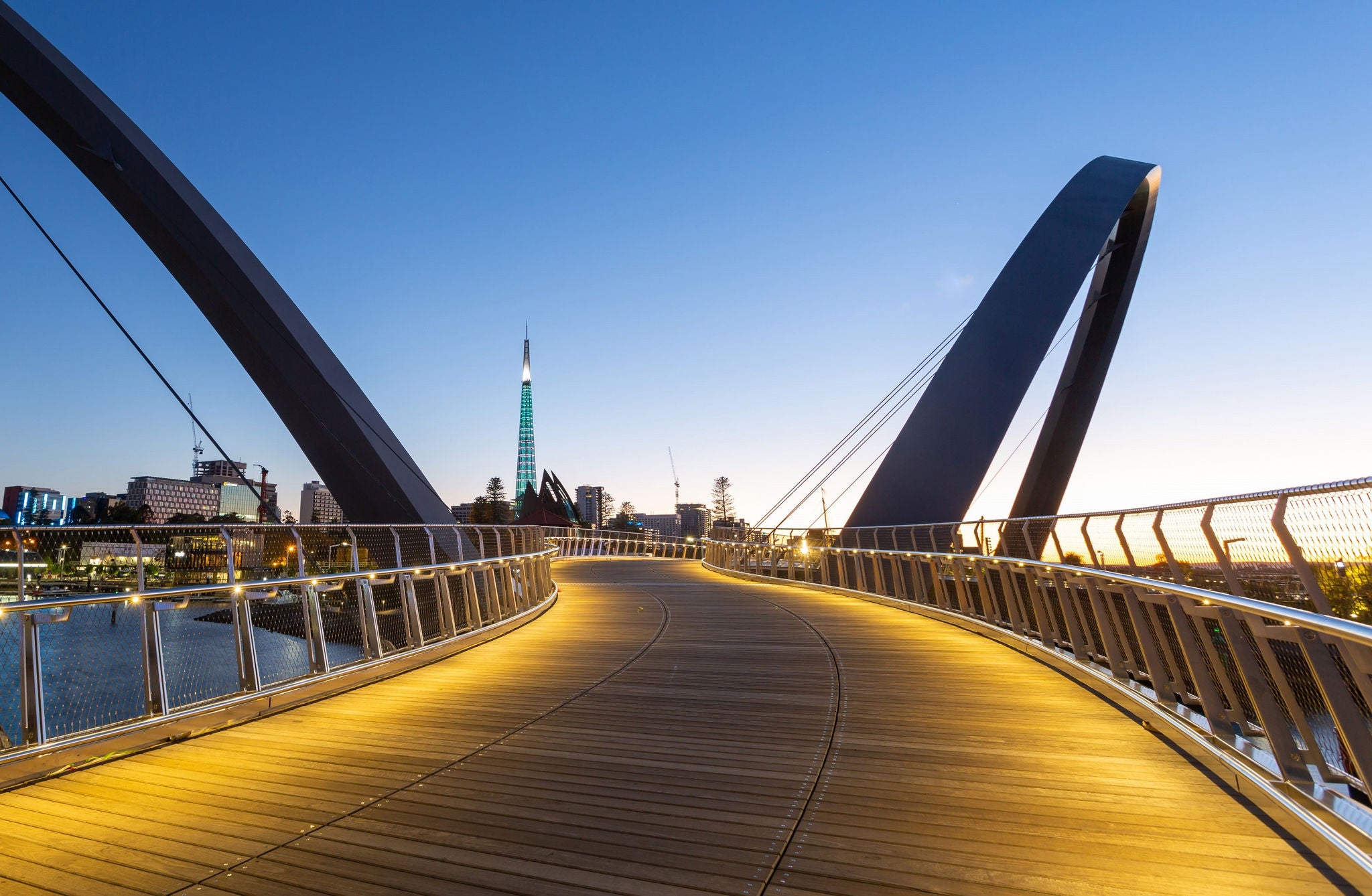 Image on a bridge at night