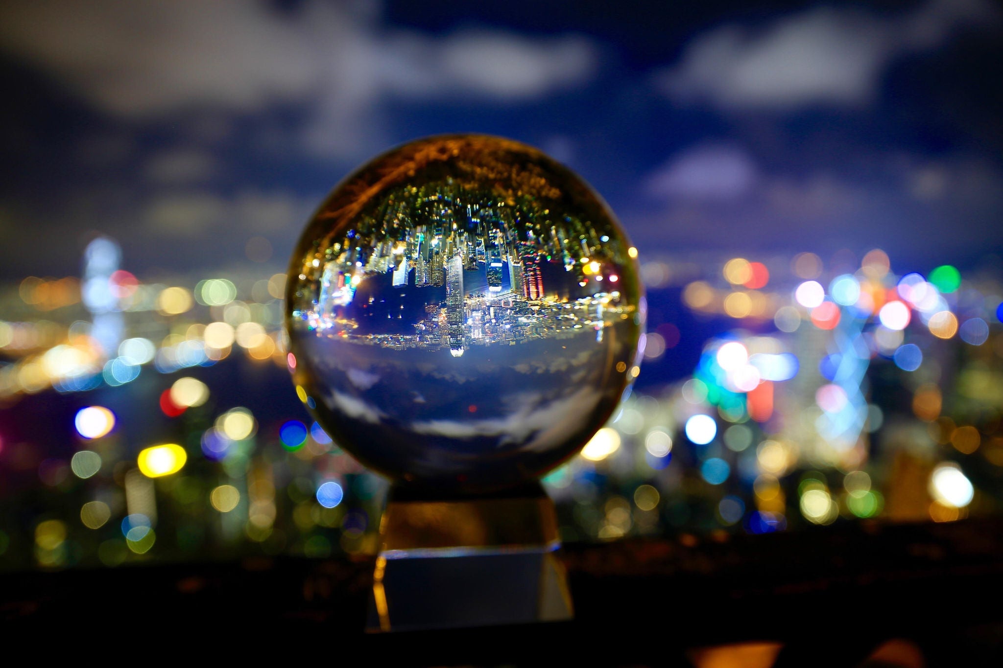 View of city in a glass ball