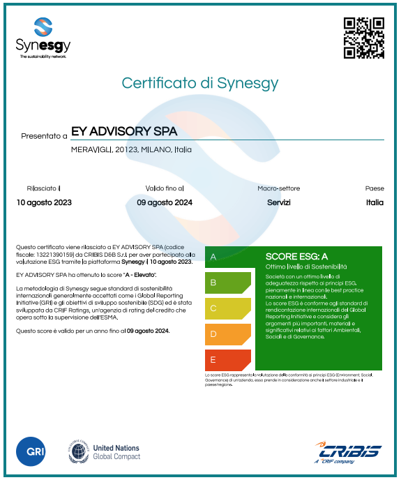 EY Advisory SPA certificate