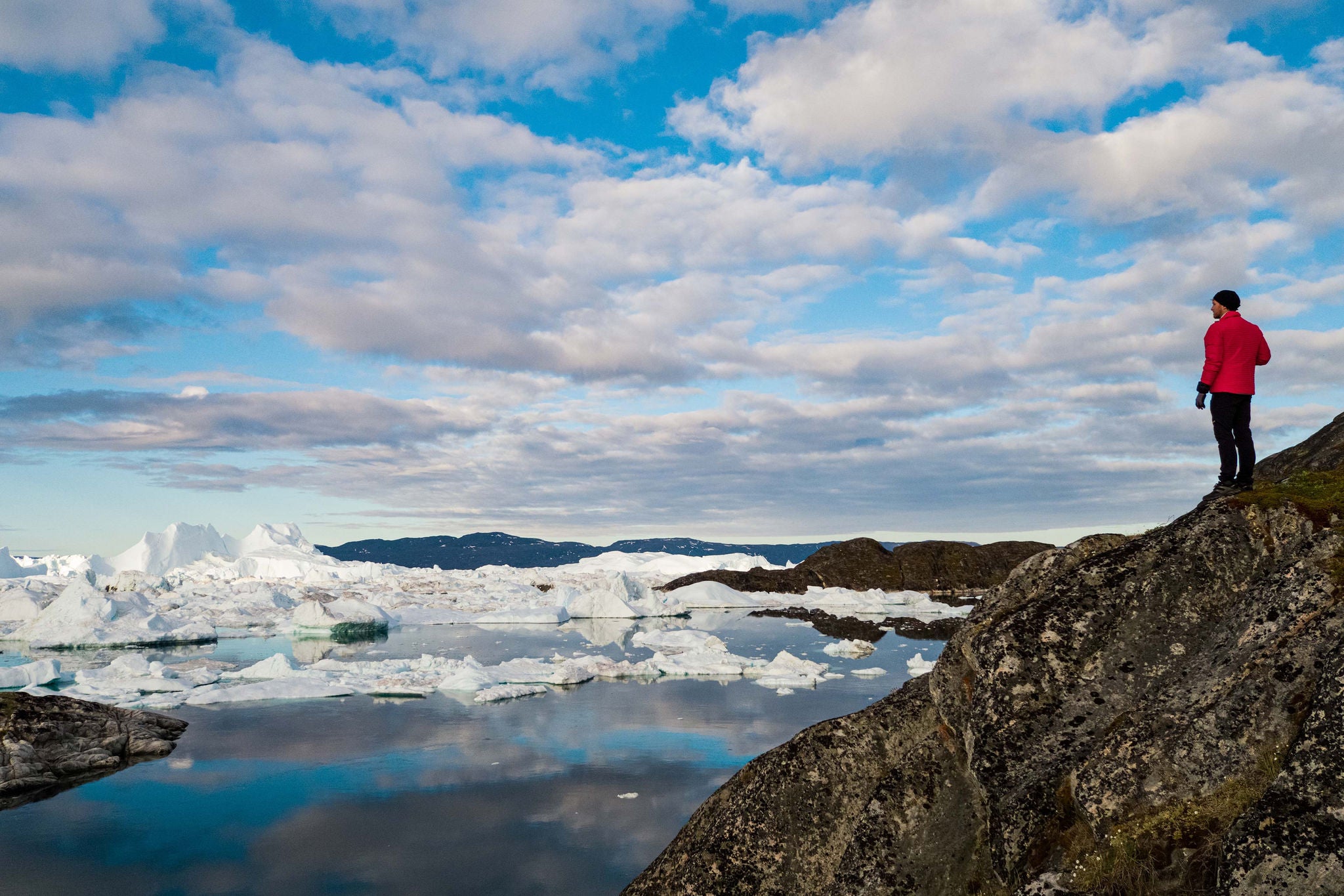 Greenland Iceberg landscape of Ilulissat icefjord with icebergs