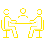 Logo  of three people sitting on chair