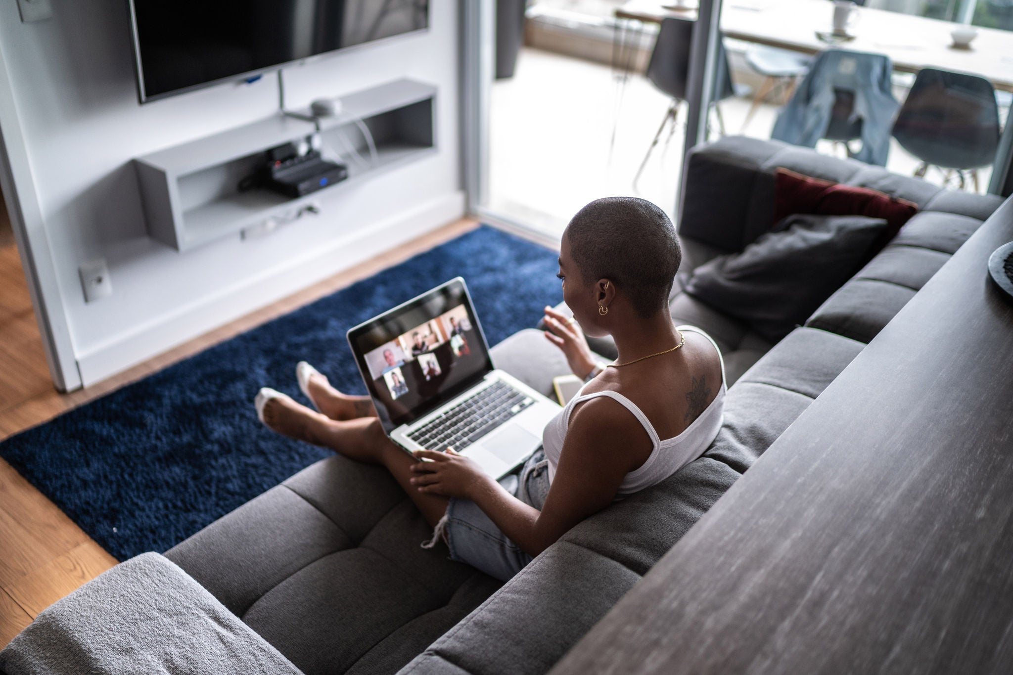 Female employee having a meeting via zoom