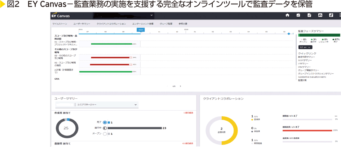 図２　EY Canvasー監査業務の実施を支援する完全なオンラインツールで監査データを保管