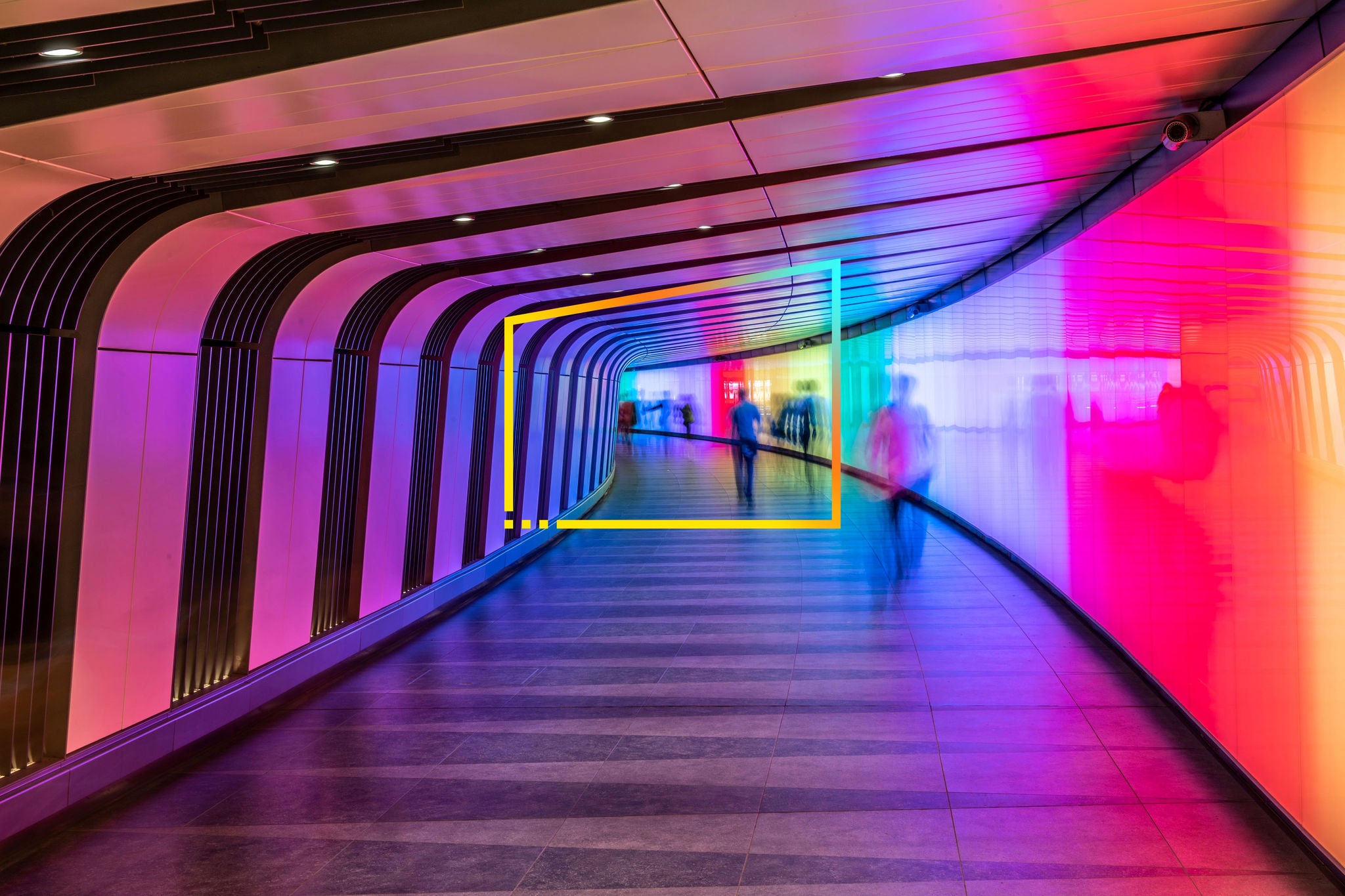 a man walking on multiple lighting road