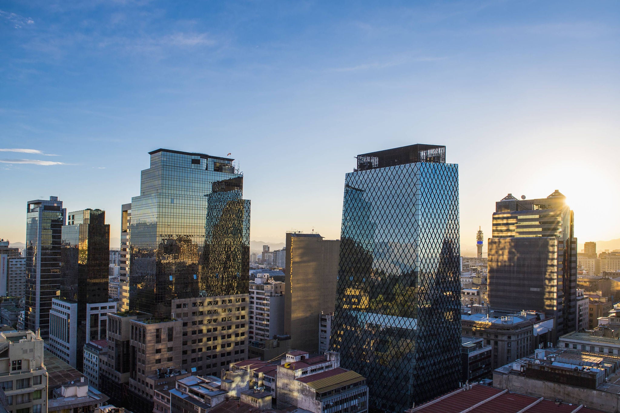 Top view of modern buildings