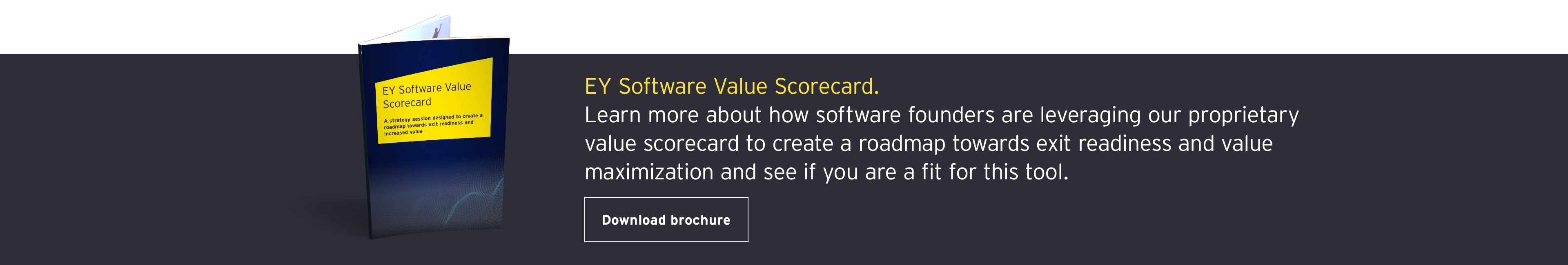 EY Software Value Scorecard: Learn more about how software founders are leveraging our proprietary value scorecard to create a roadmap towards exit readiness and value maximization and see if you are a fit for this tool.