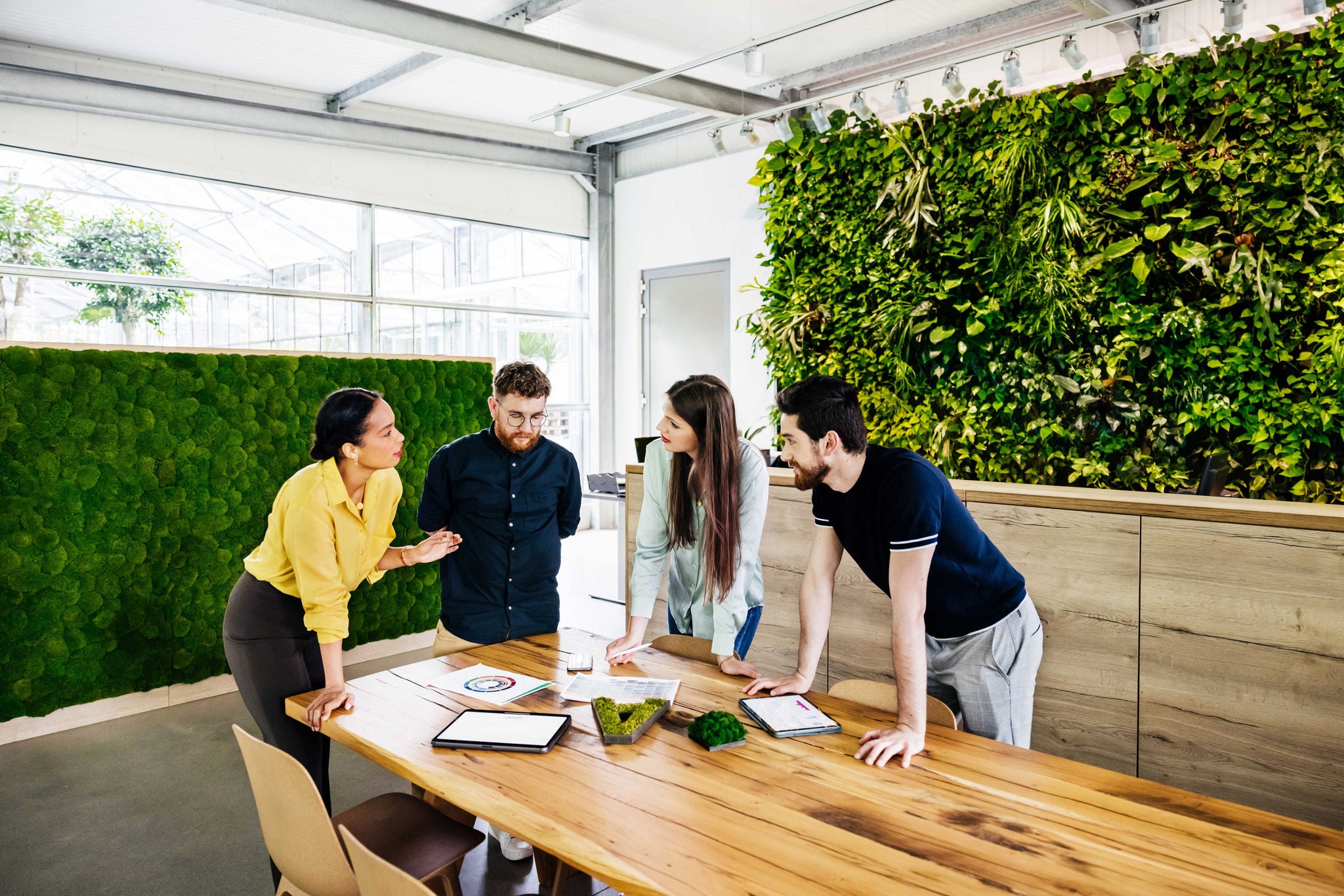 Group Of Business Associates Having Serious Meeting In Green Office