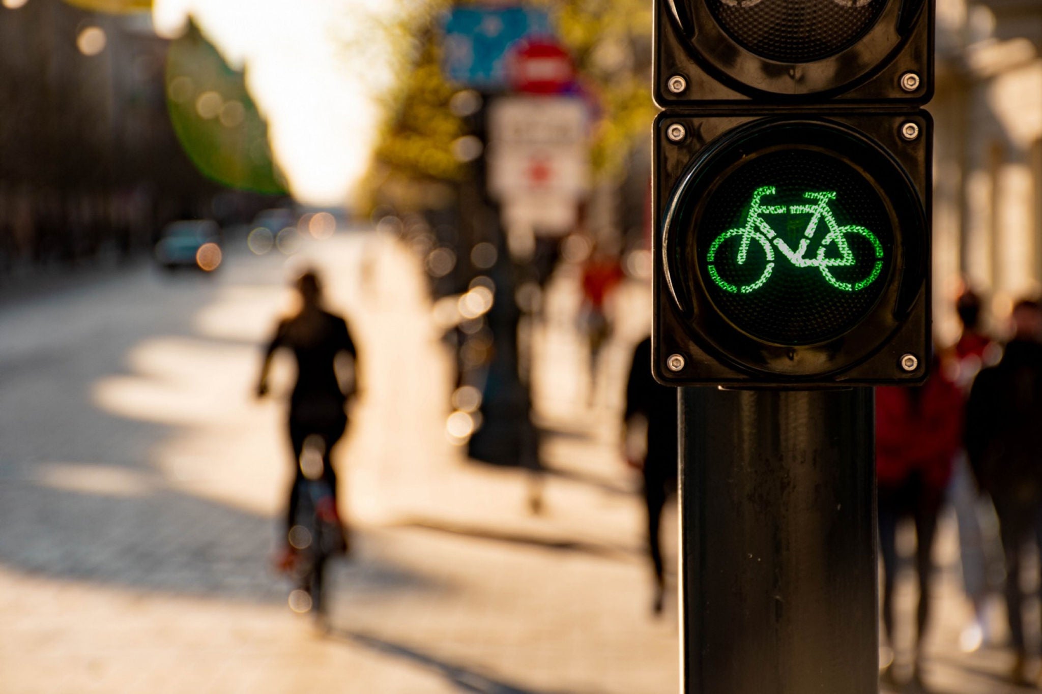 Photo d'un feu vert pour les vélos