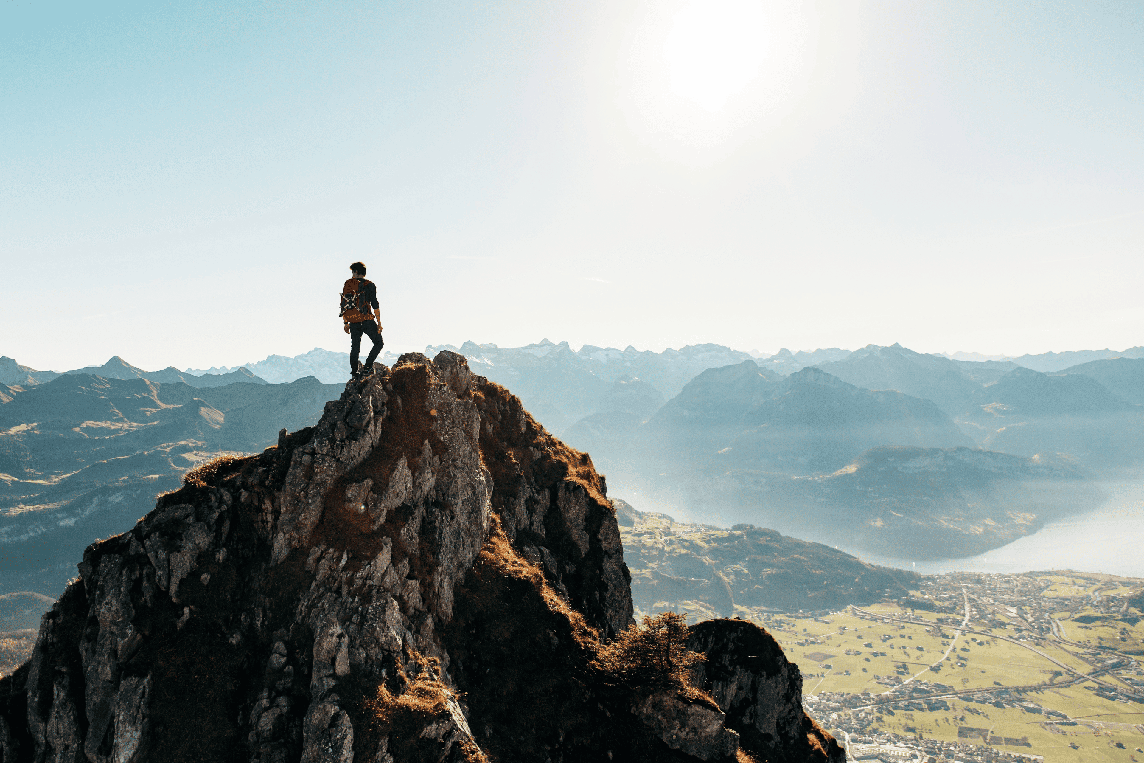 Man on mountain seeing view csrd september