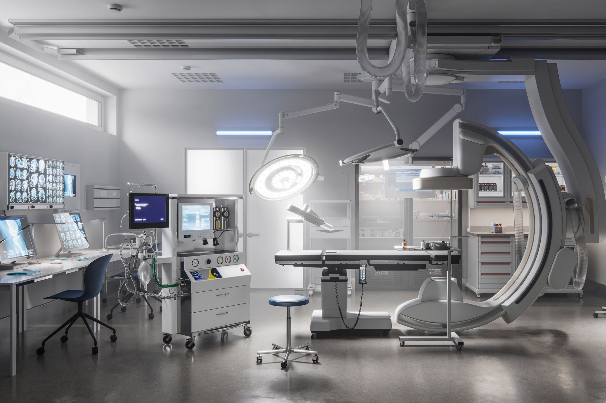 Modern operating room in a hospital digitally generated