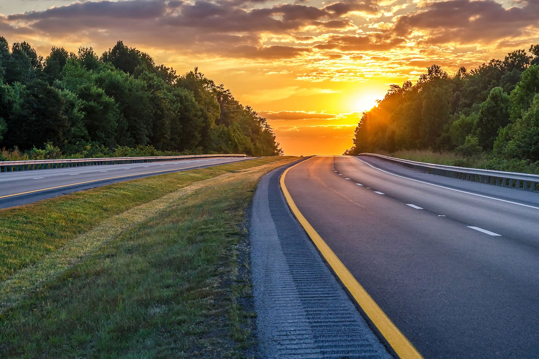 Summer sunset over interstate