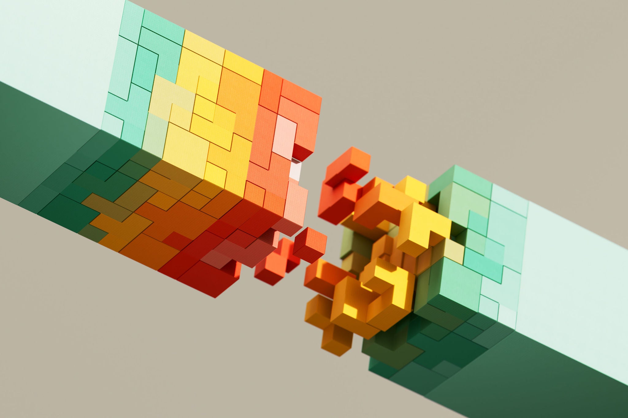 Digitally generated image of futuristic cubes