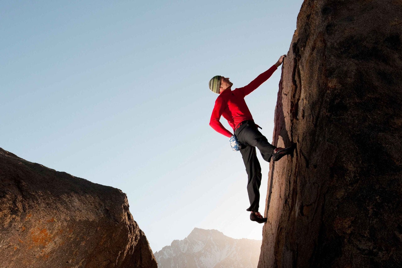 A man rock climbing