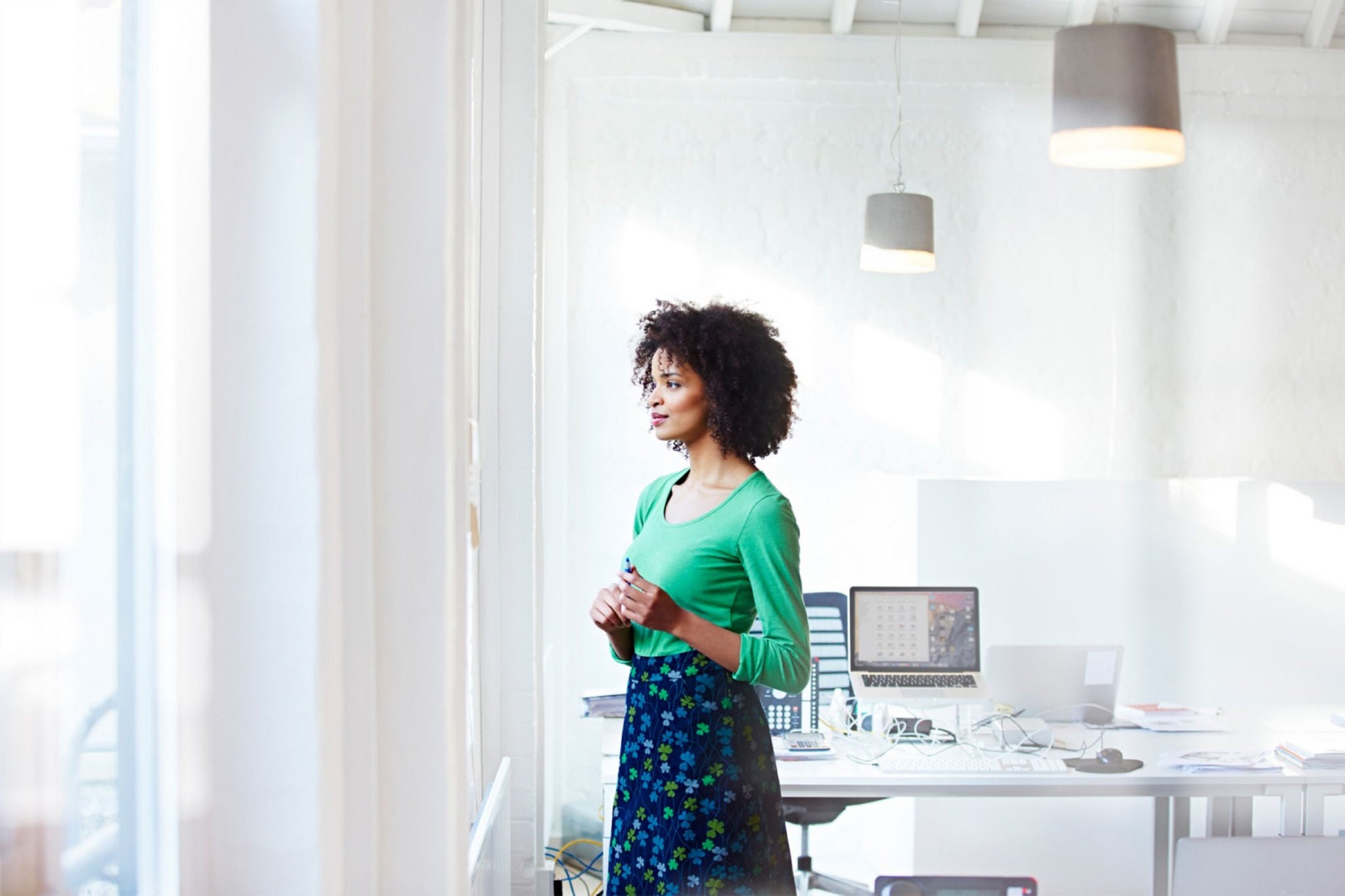 Girl standing in office