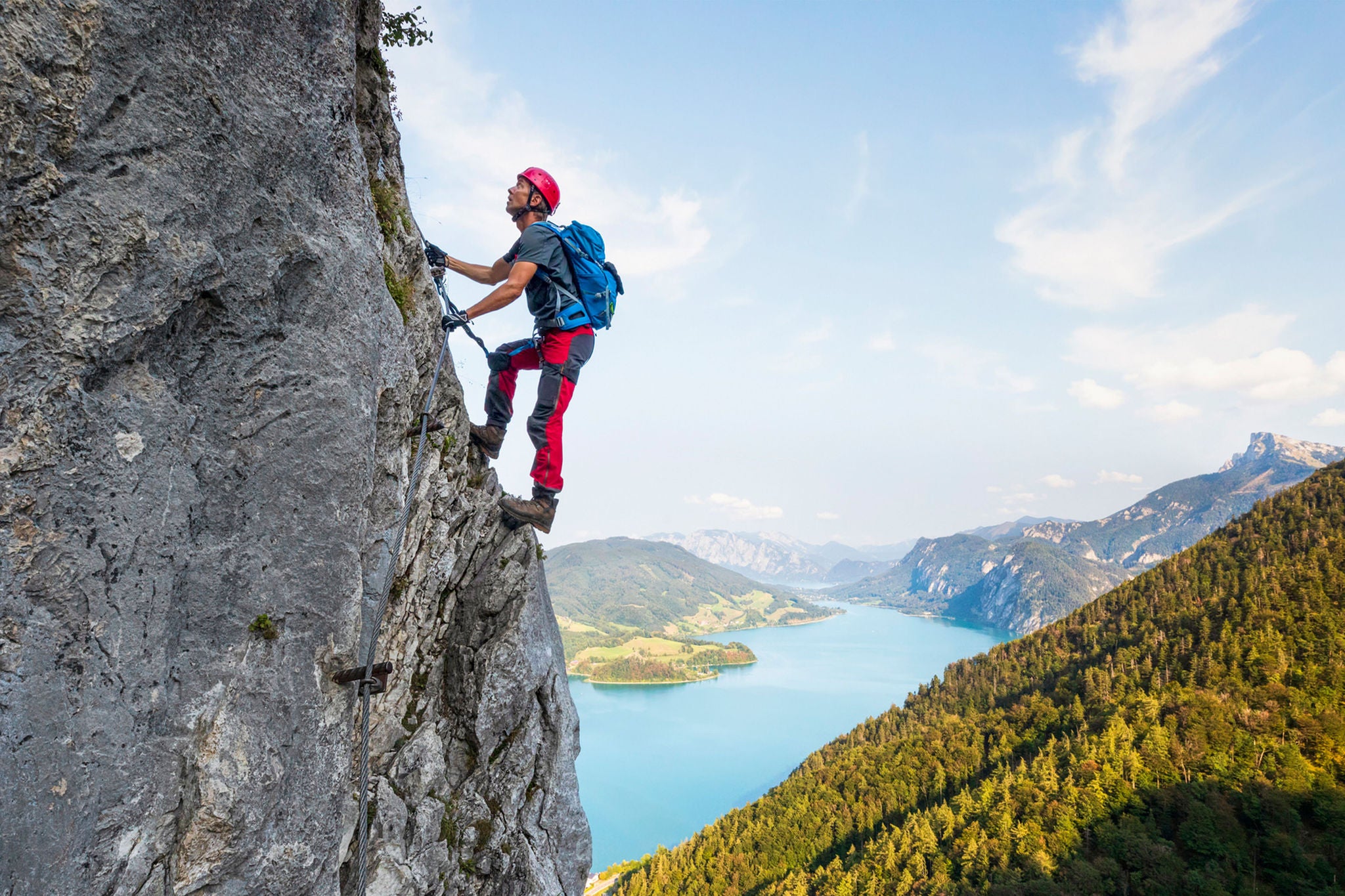 Man climbing mountain