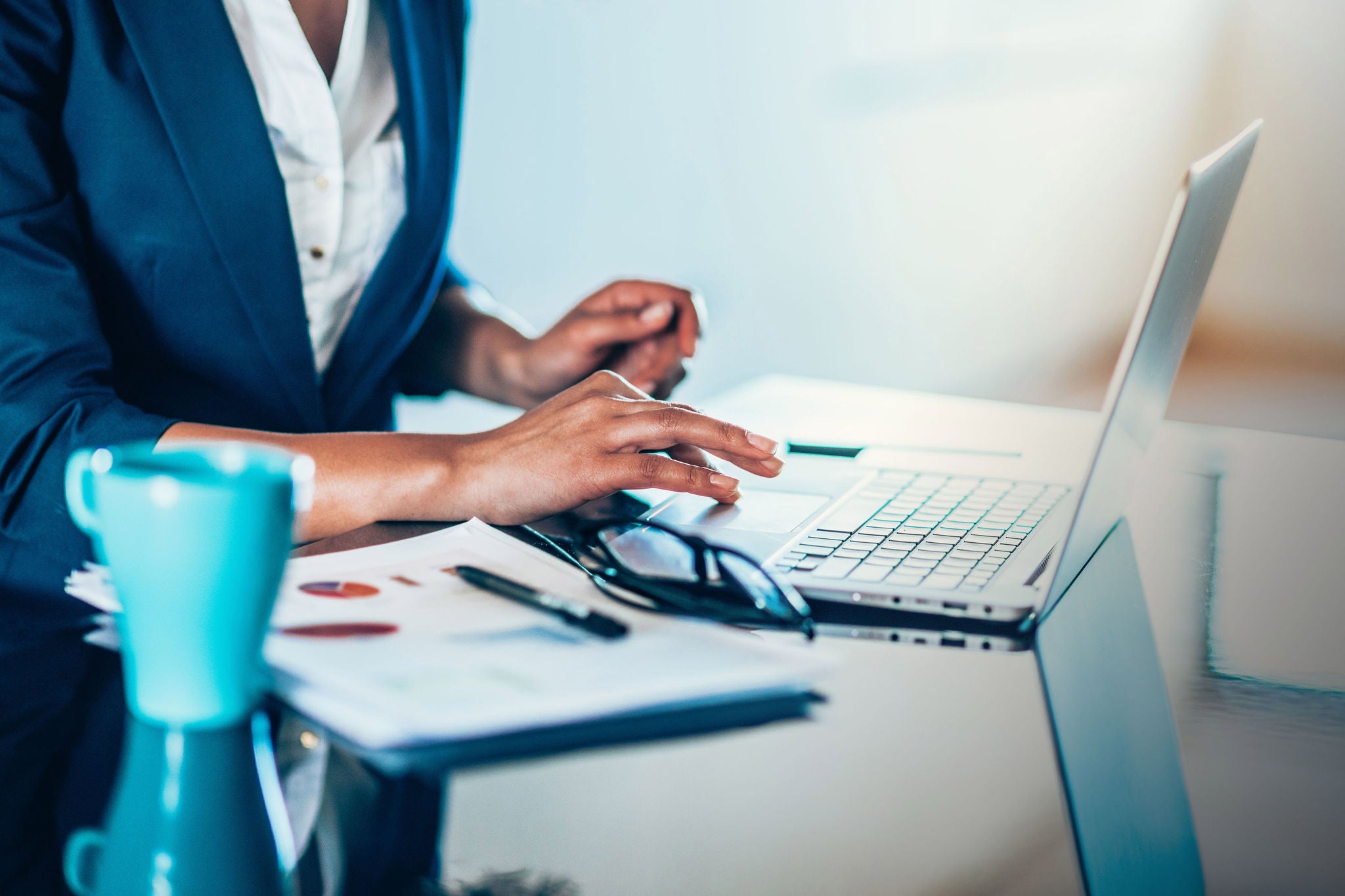 businesswoman on laptop working