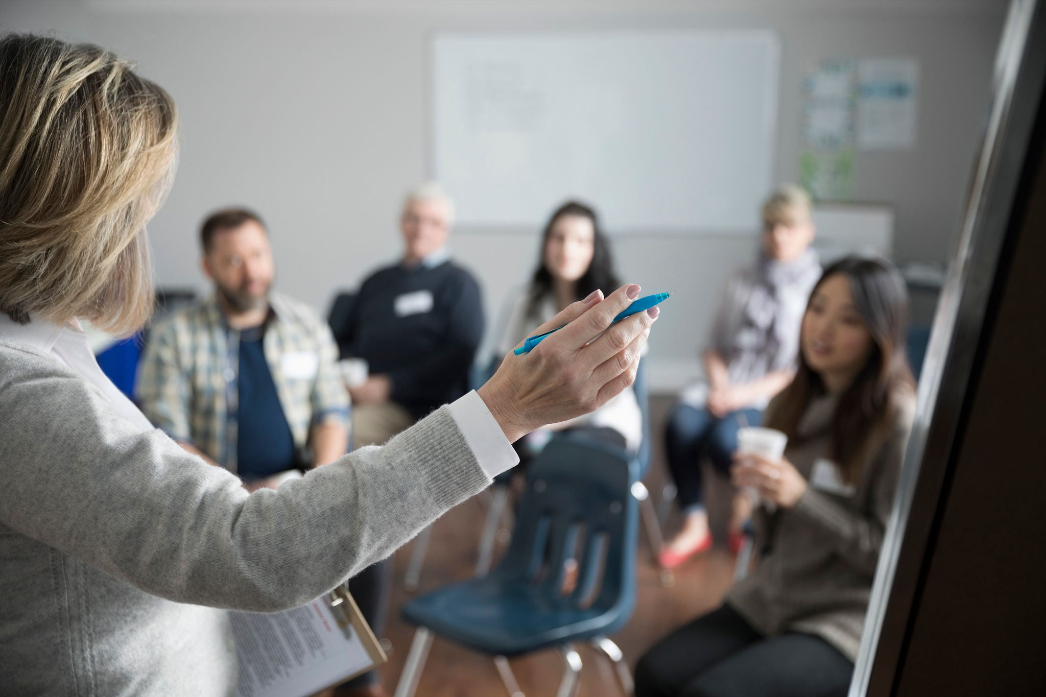 People having classroom discussion