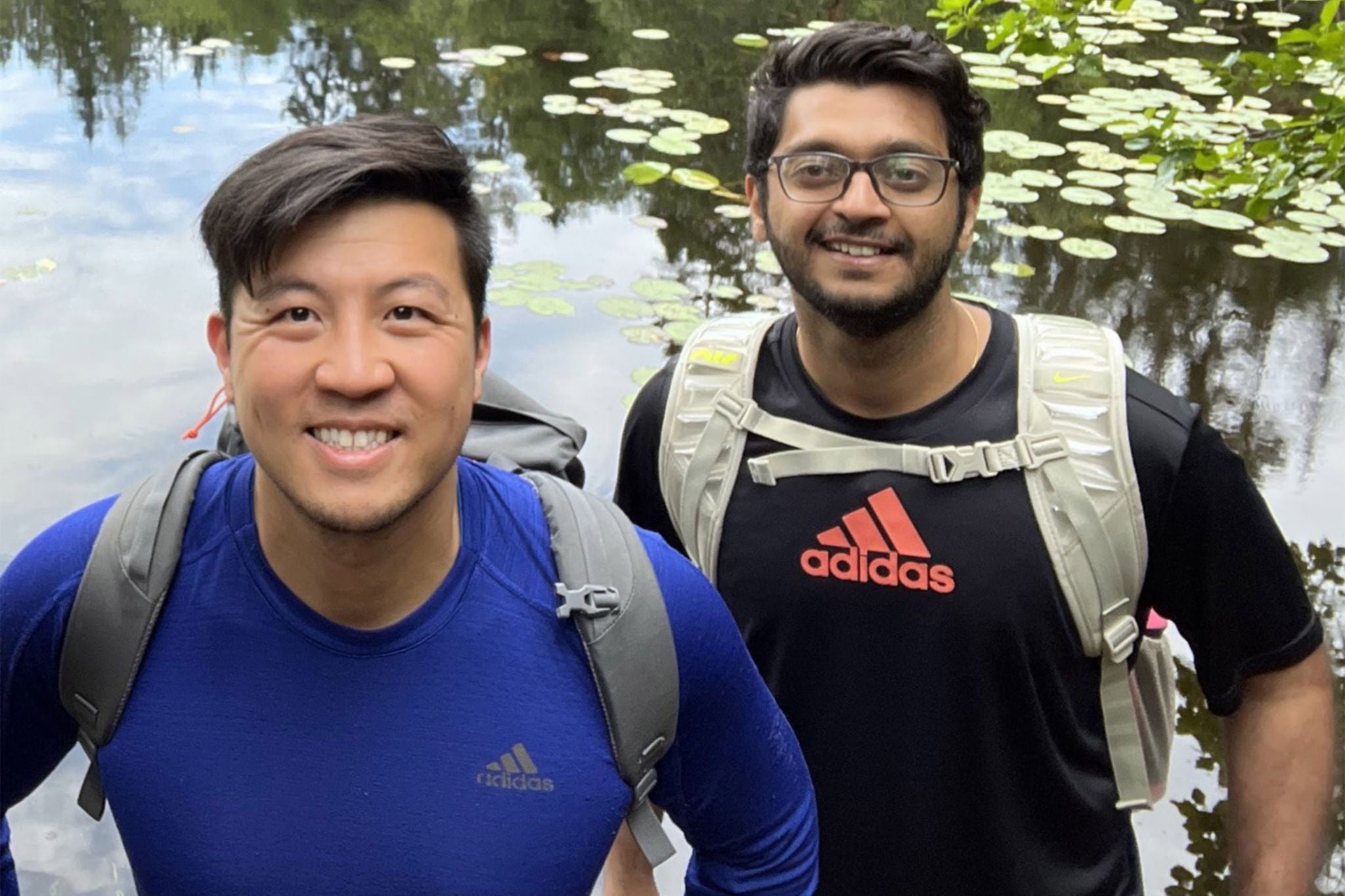 Tony and Akshay on a hike outside Oslo