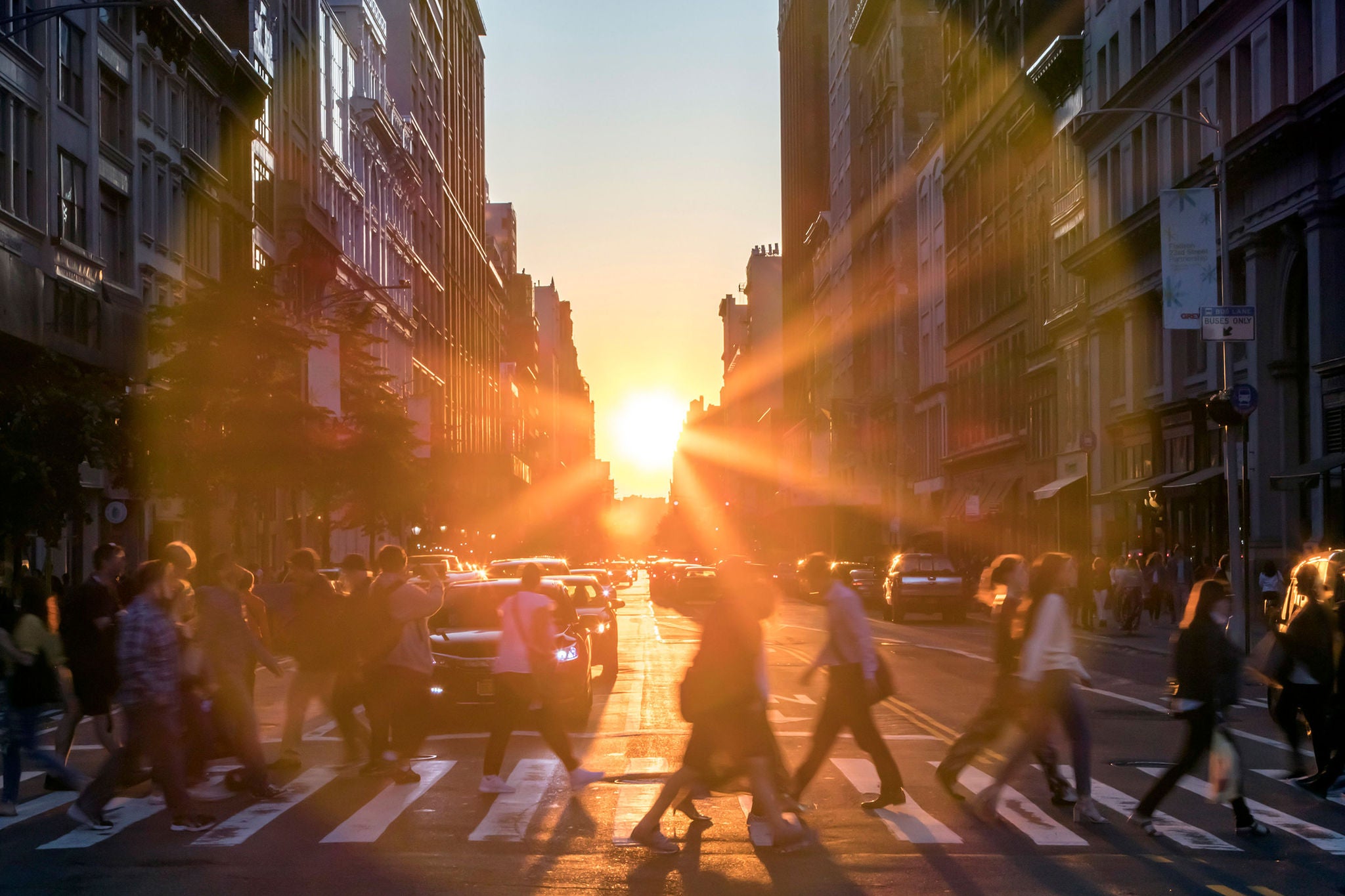 sunlight street scene