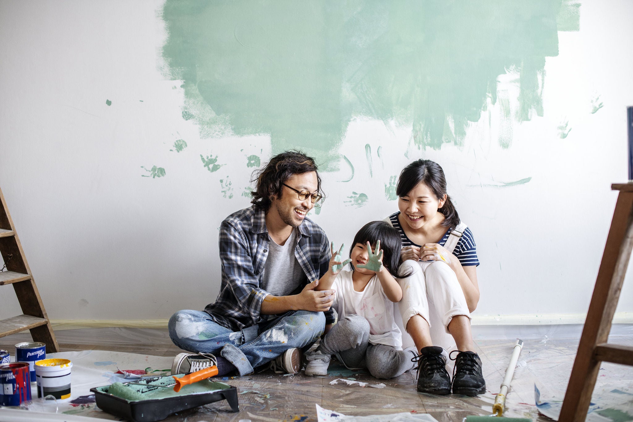 Asian family renovating their house