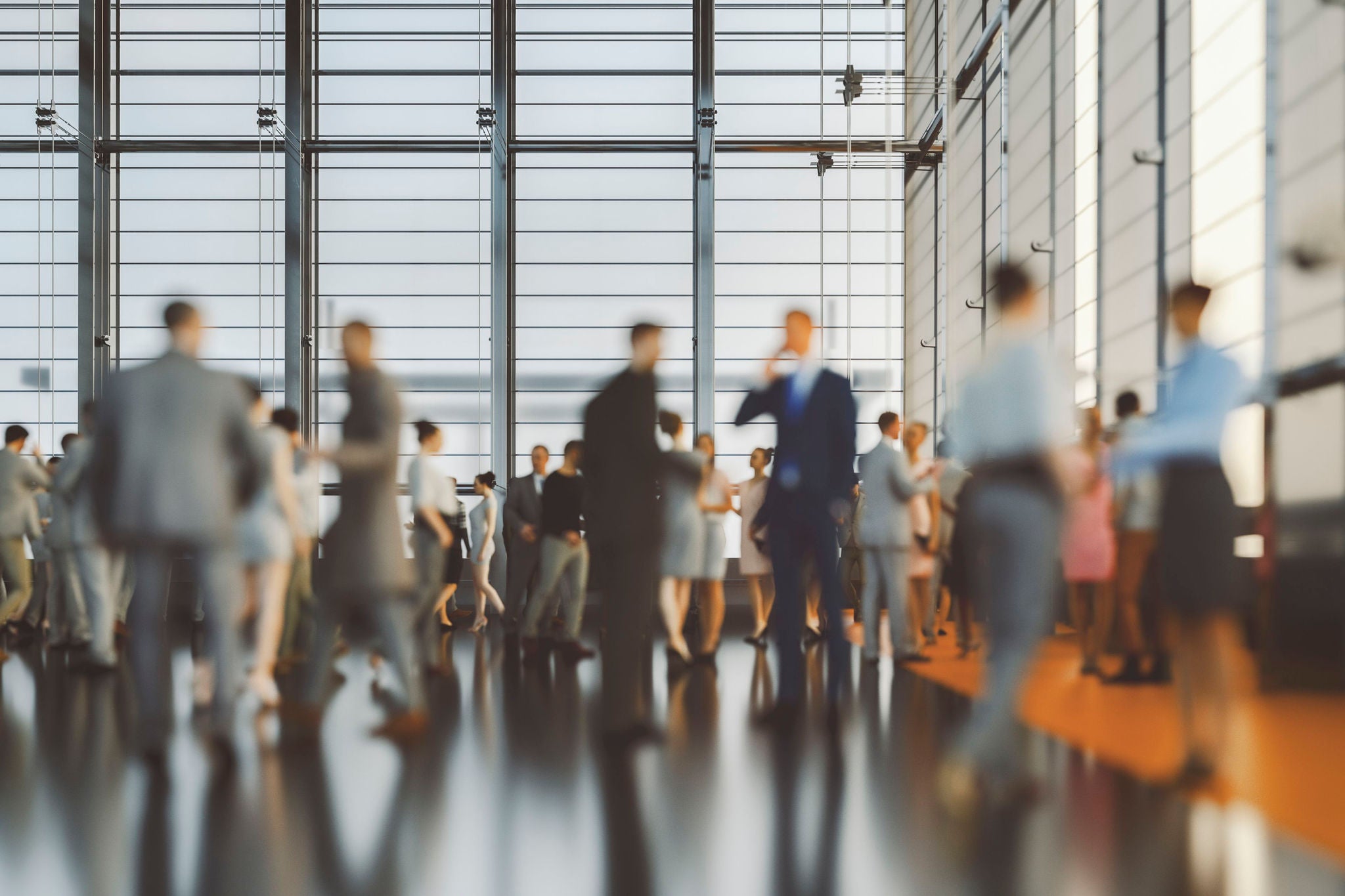 Large group of business people in convention centre