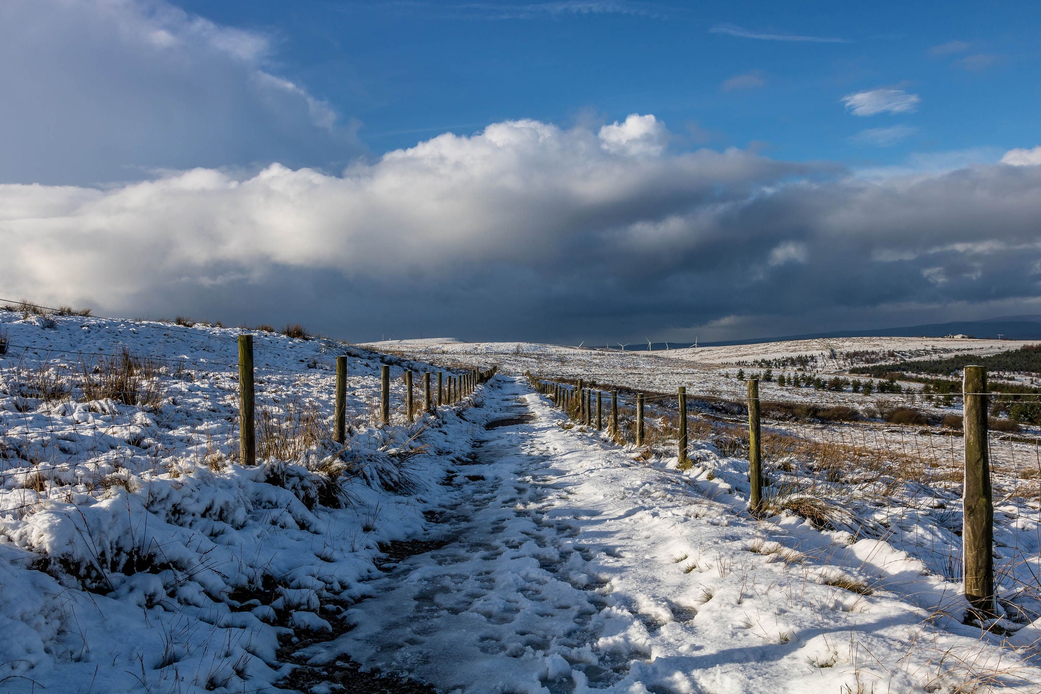 Snow road for track covered by new fresh morning snow