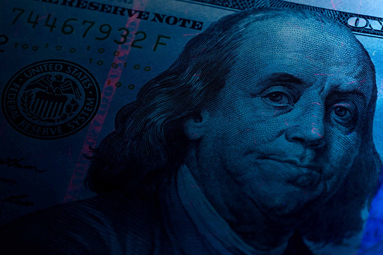 Dollar photo in blue blackground