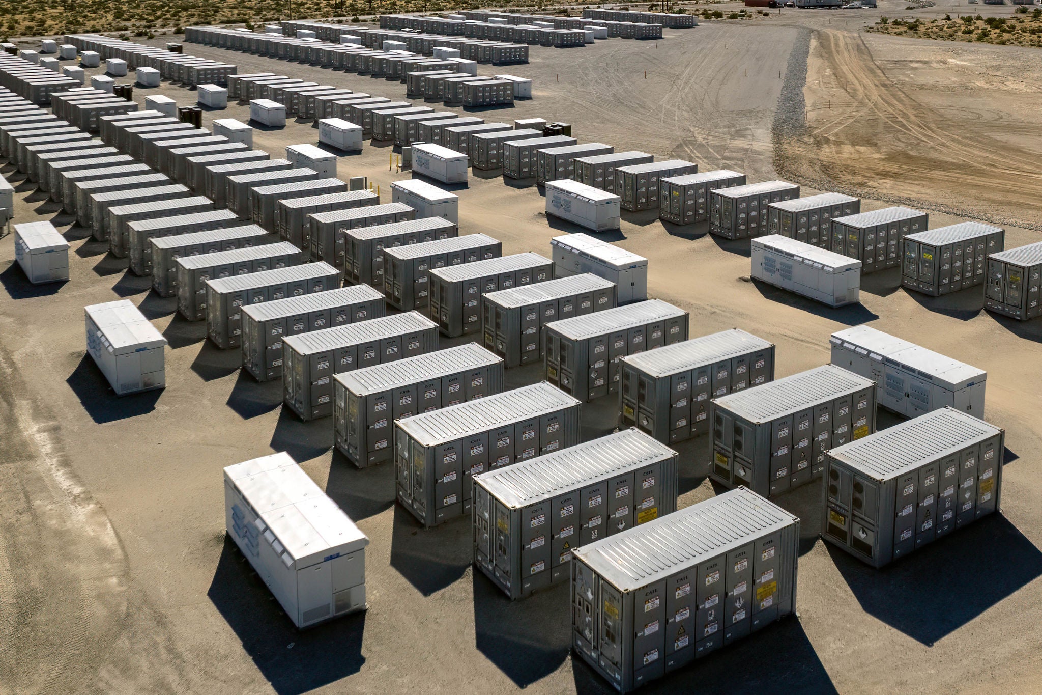 Battery storage array at power plant in the desert near Palm Springs