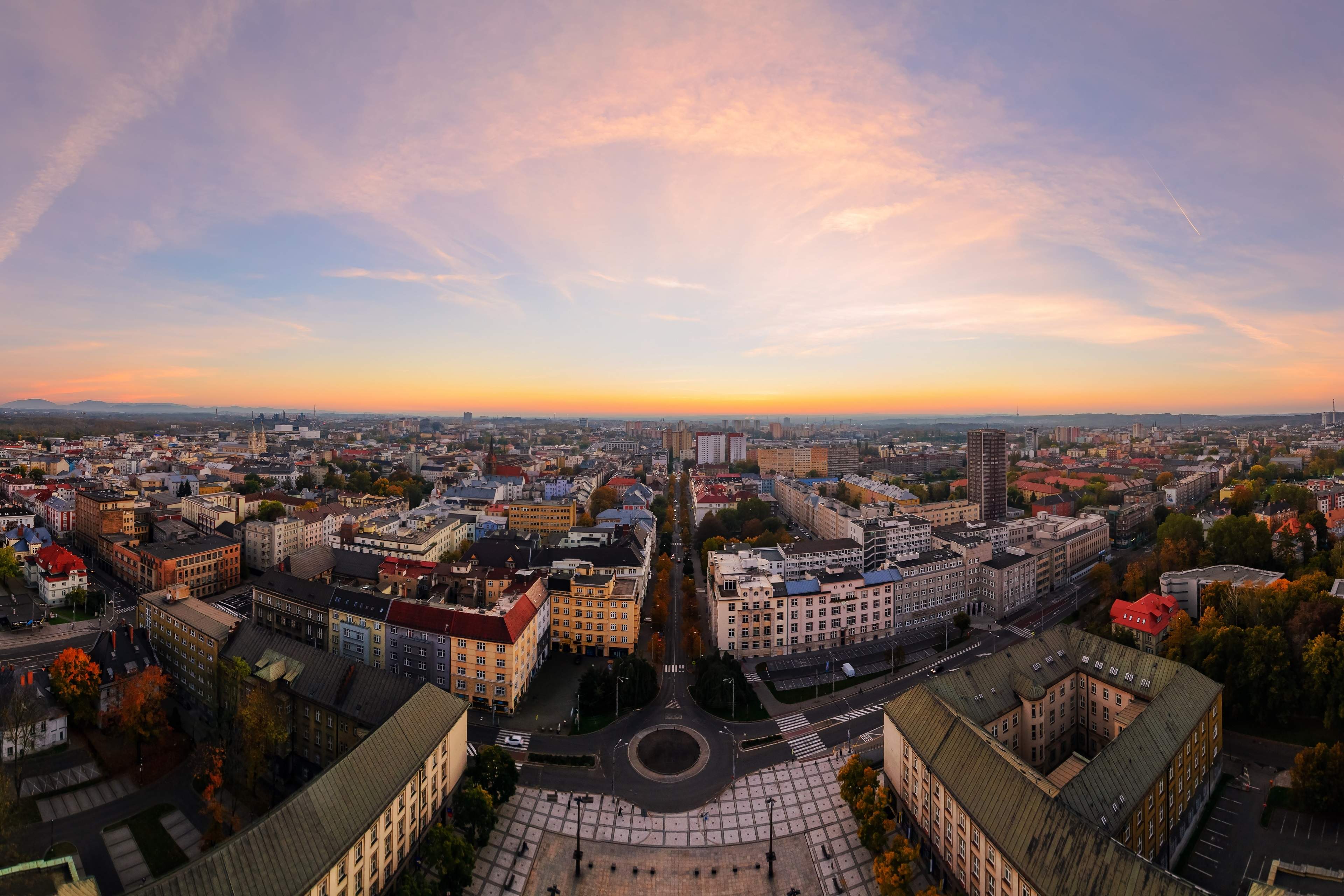 Ityscape of ostrava in sunset