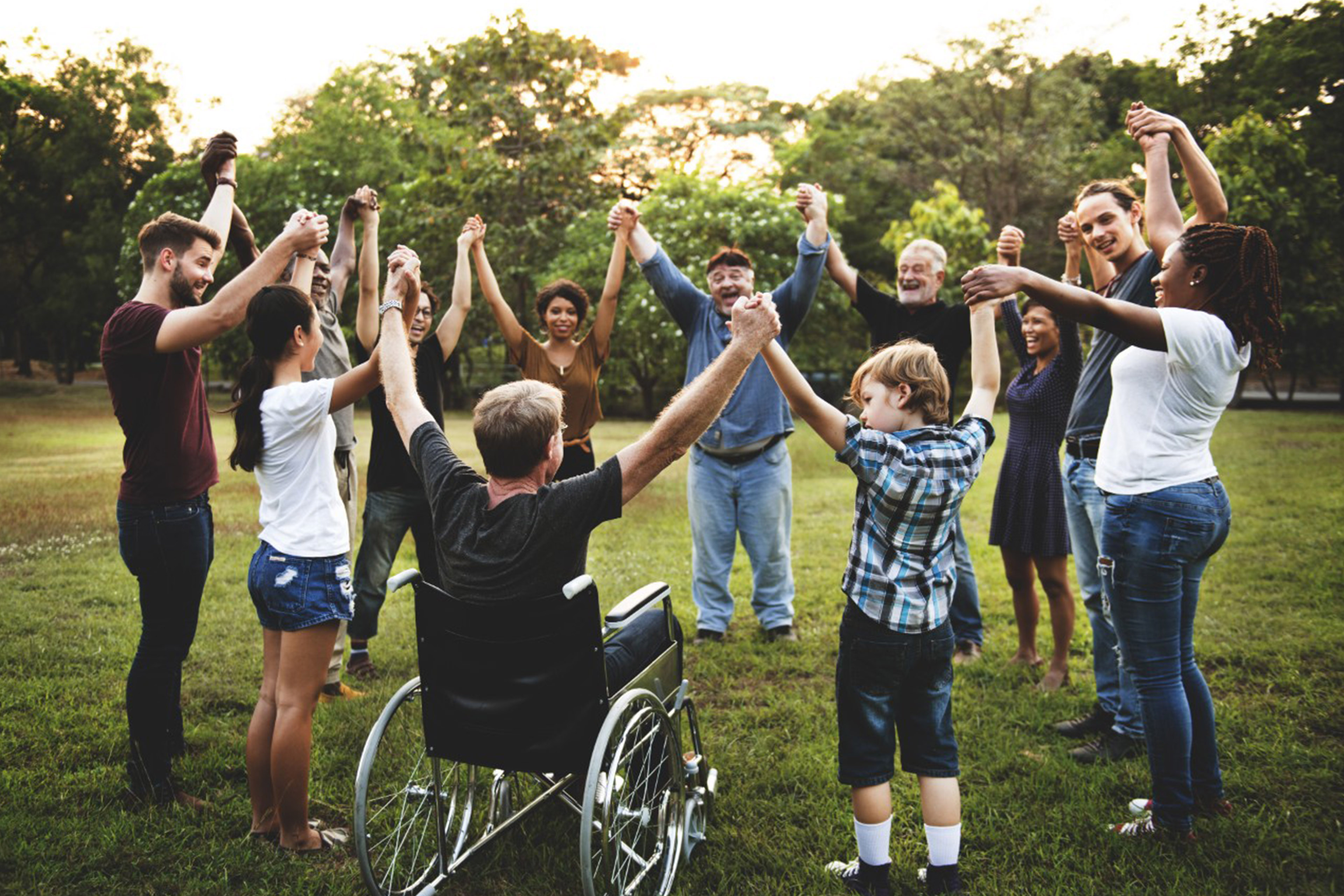 People laughing in the park