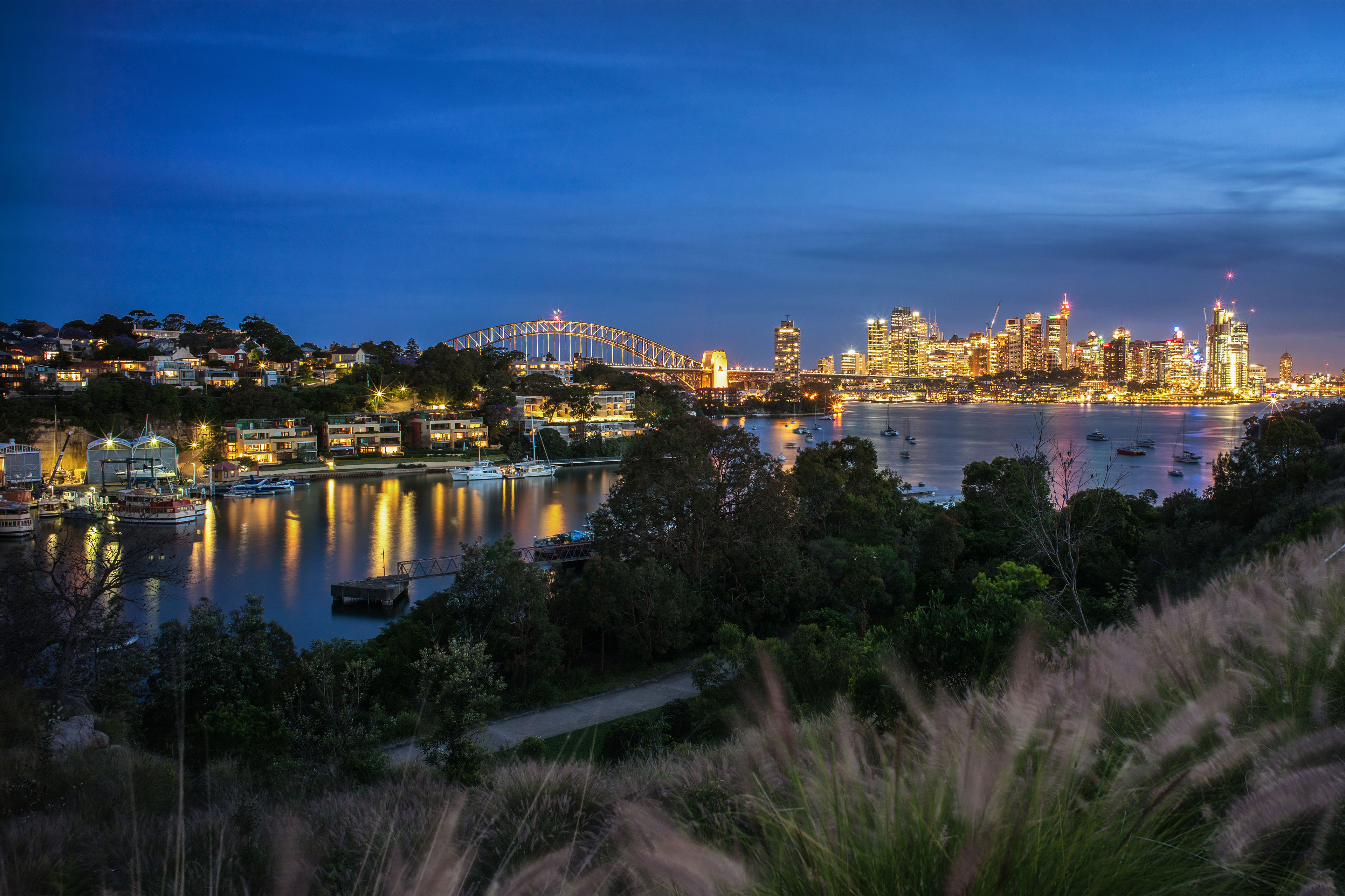 Sydney city skyline after sunset australia