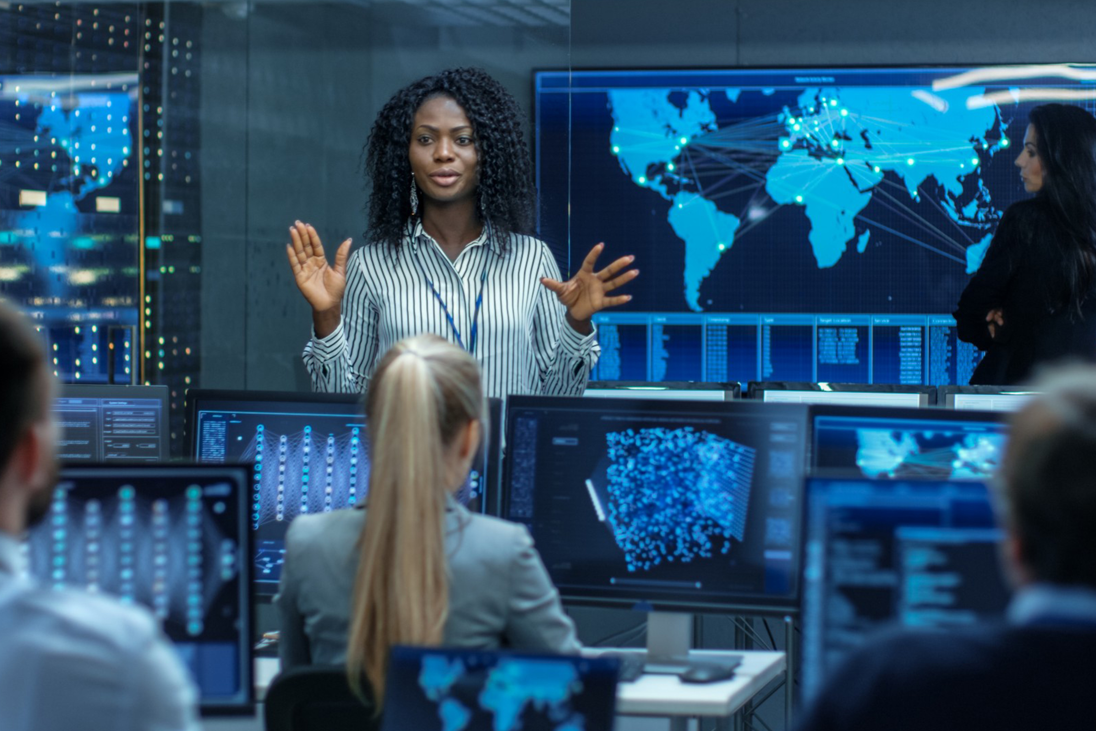 Women demonstrating AI technology