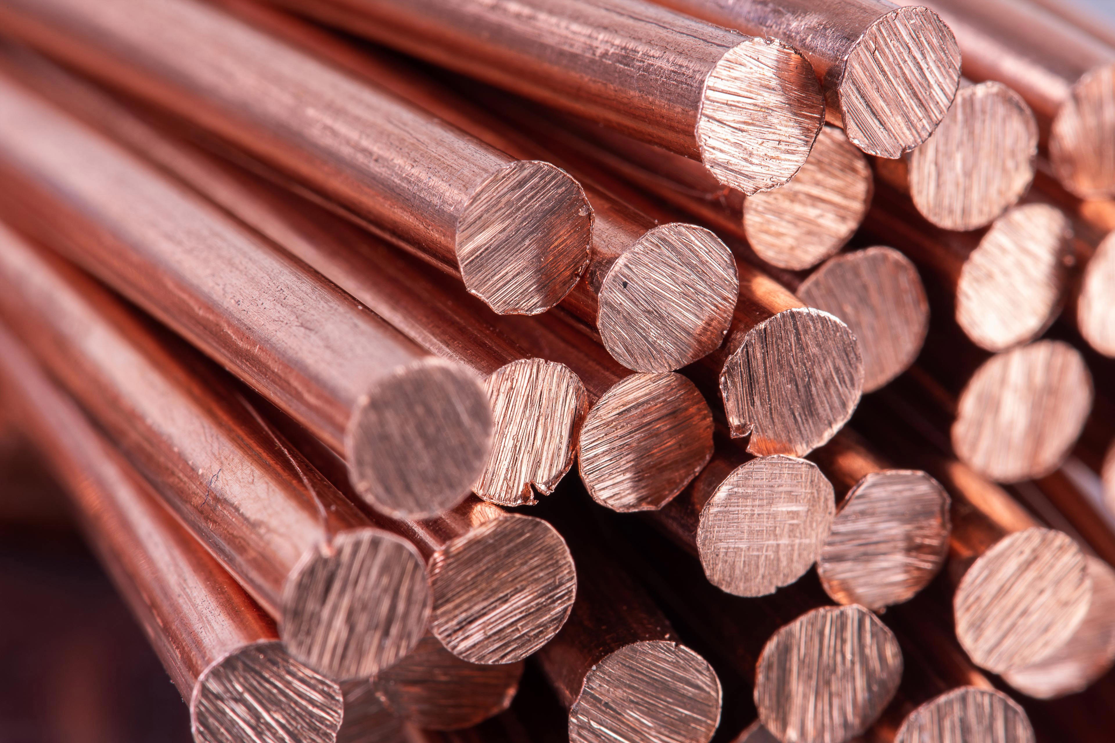 Pile of scrap copper rods