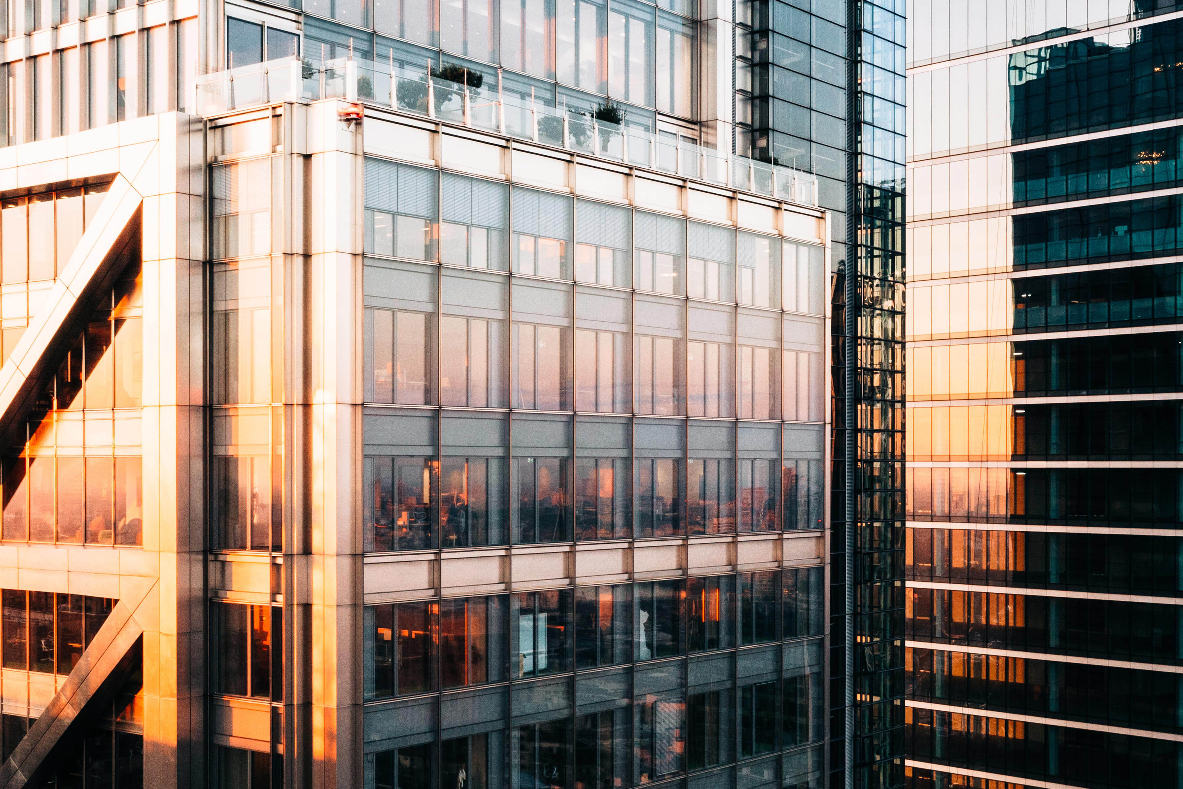 Elevated view of london buildings at sunrise