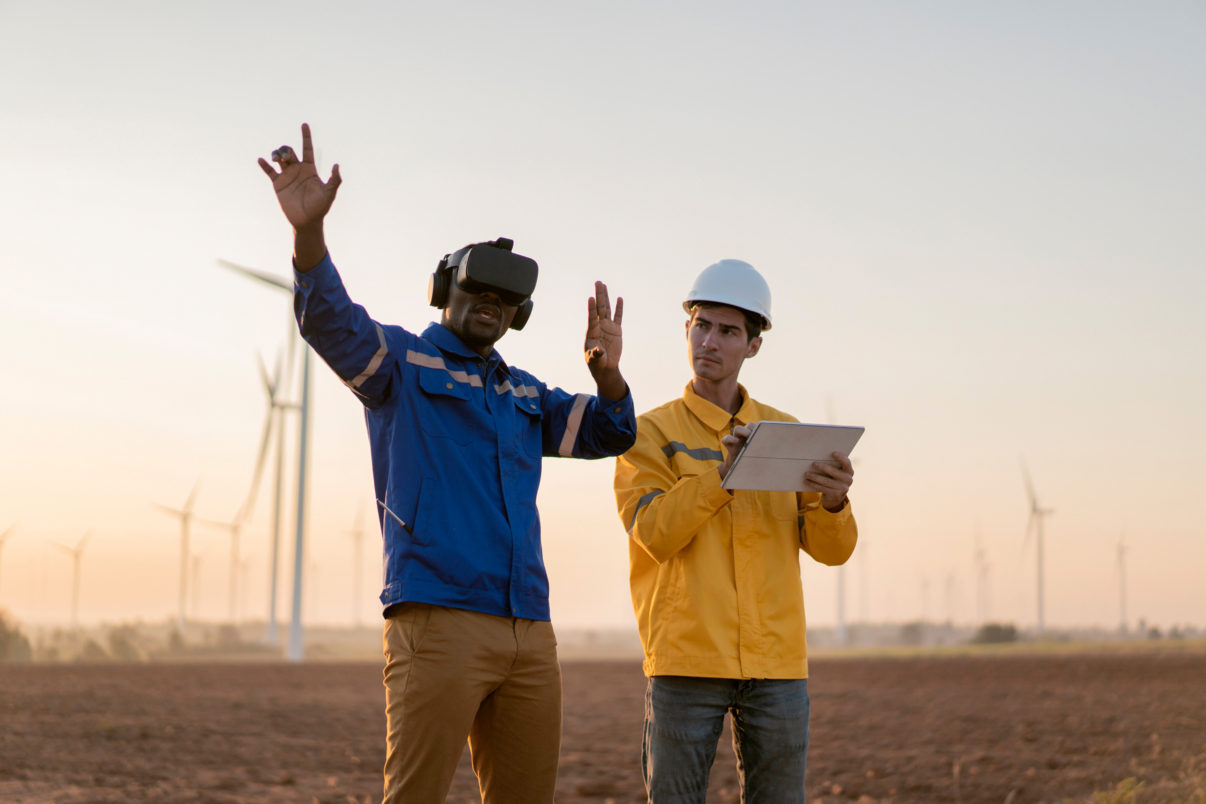 Engineer wearing vr glasses