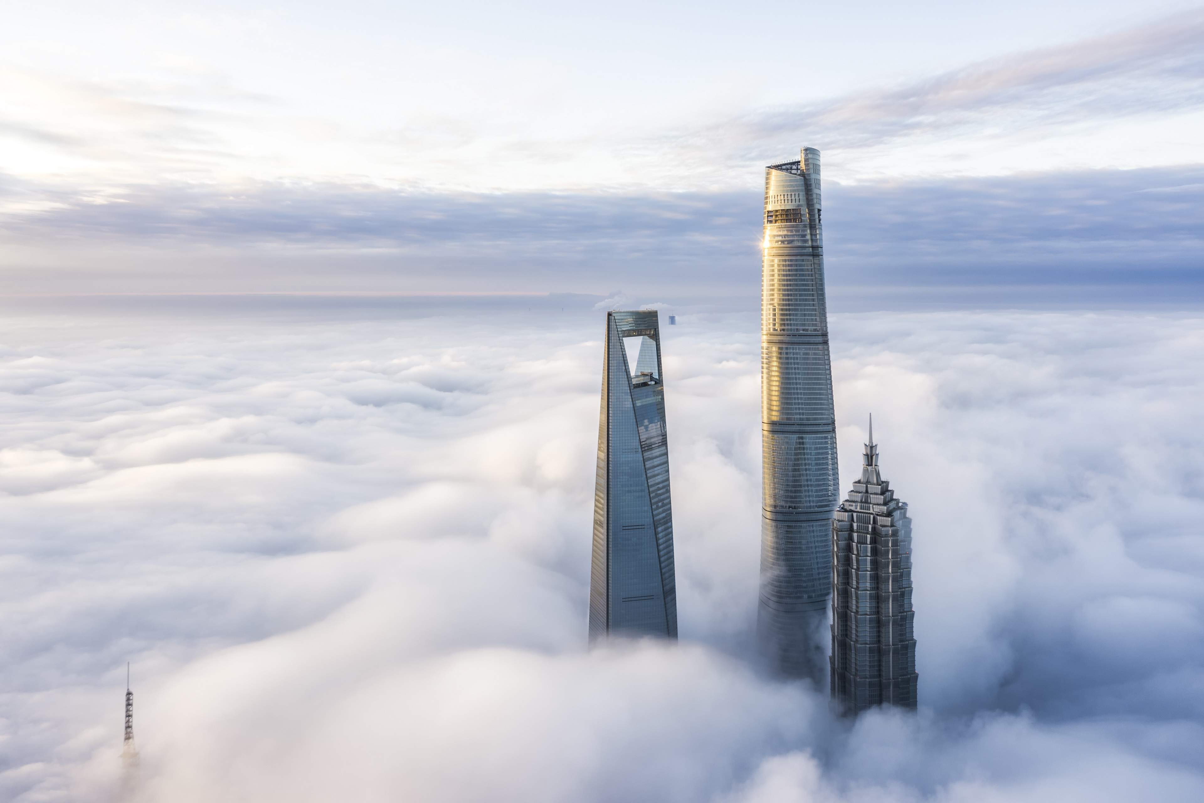 High rise building in the clouds