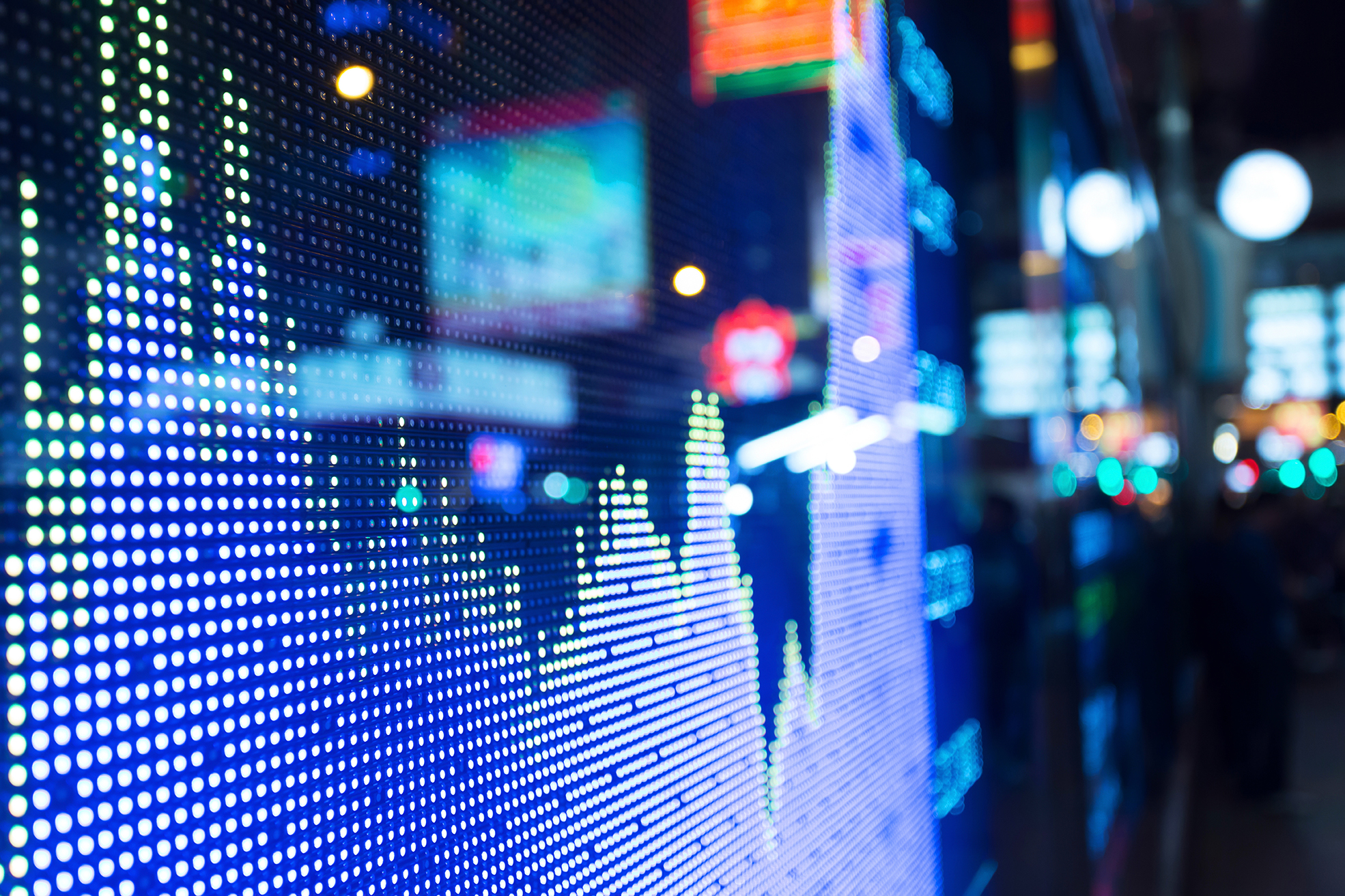 Stock market displayed on digital screen