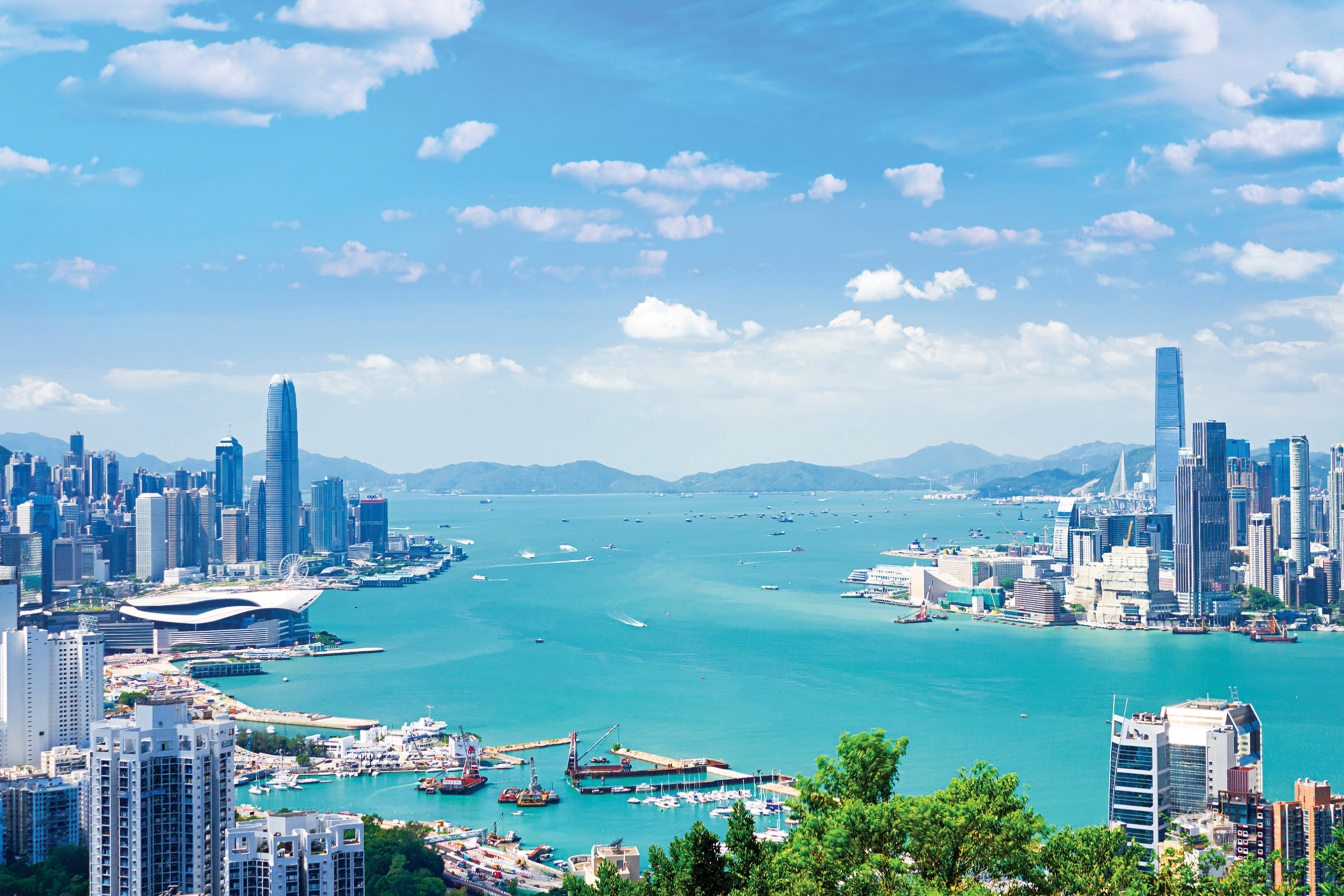 Harbour view of Hong Kong skyscrapers