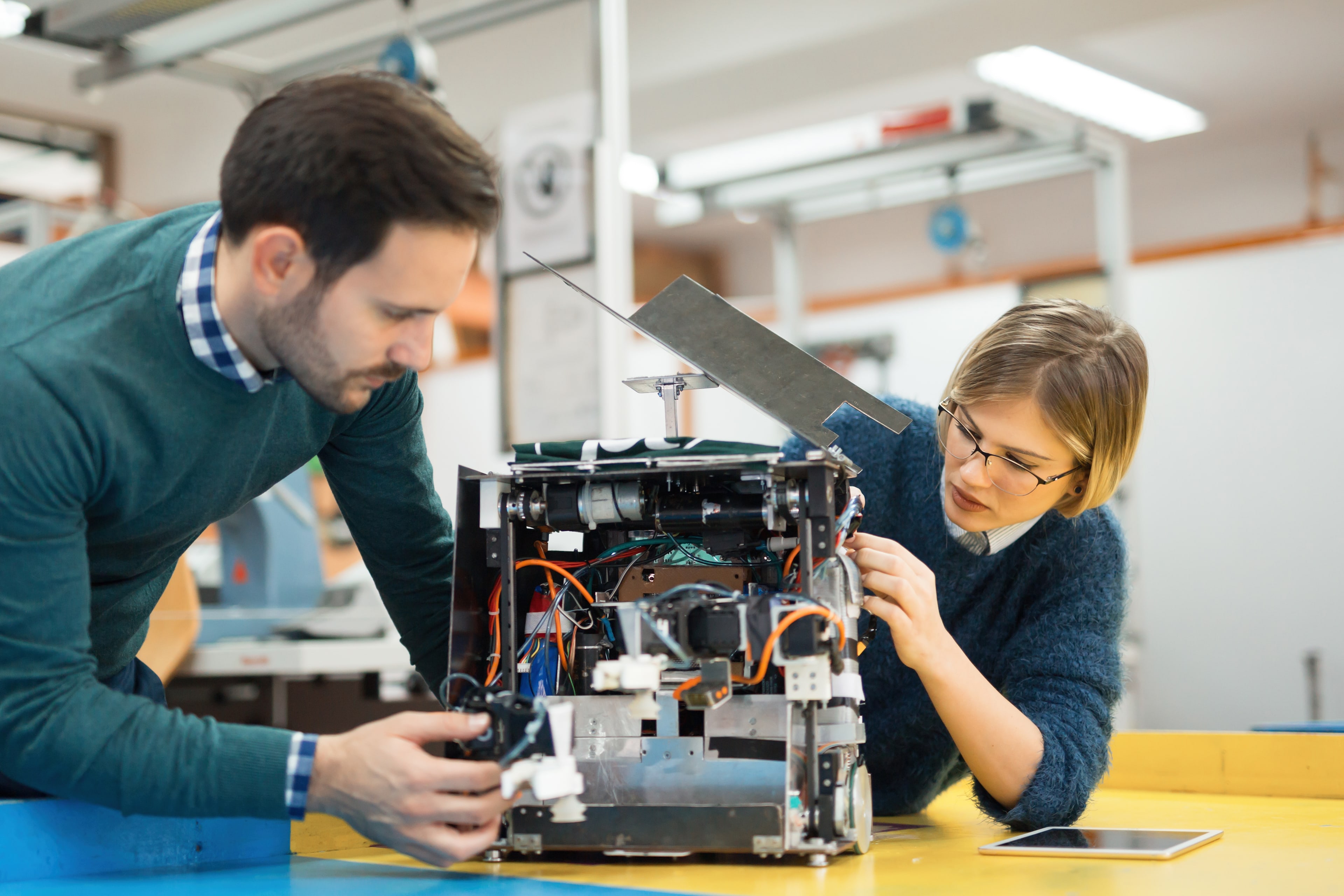 Engineering robotics teamwork background