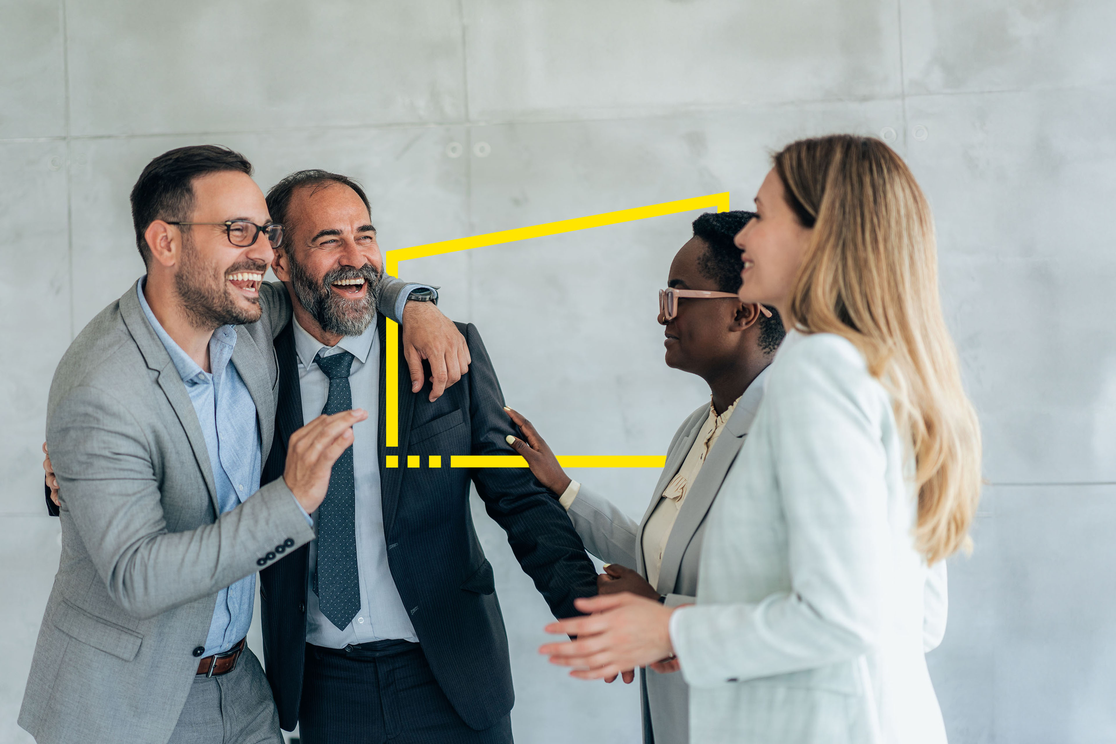 multiracial group of business people celebrating