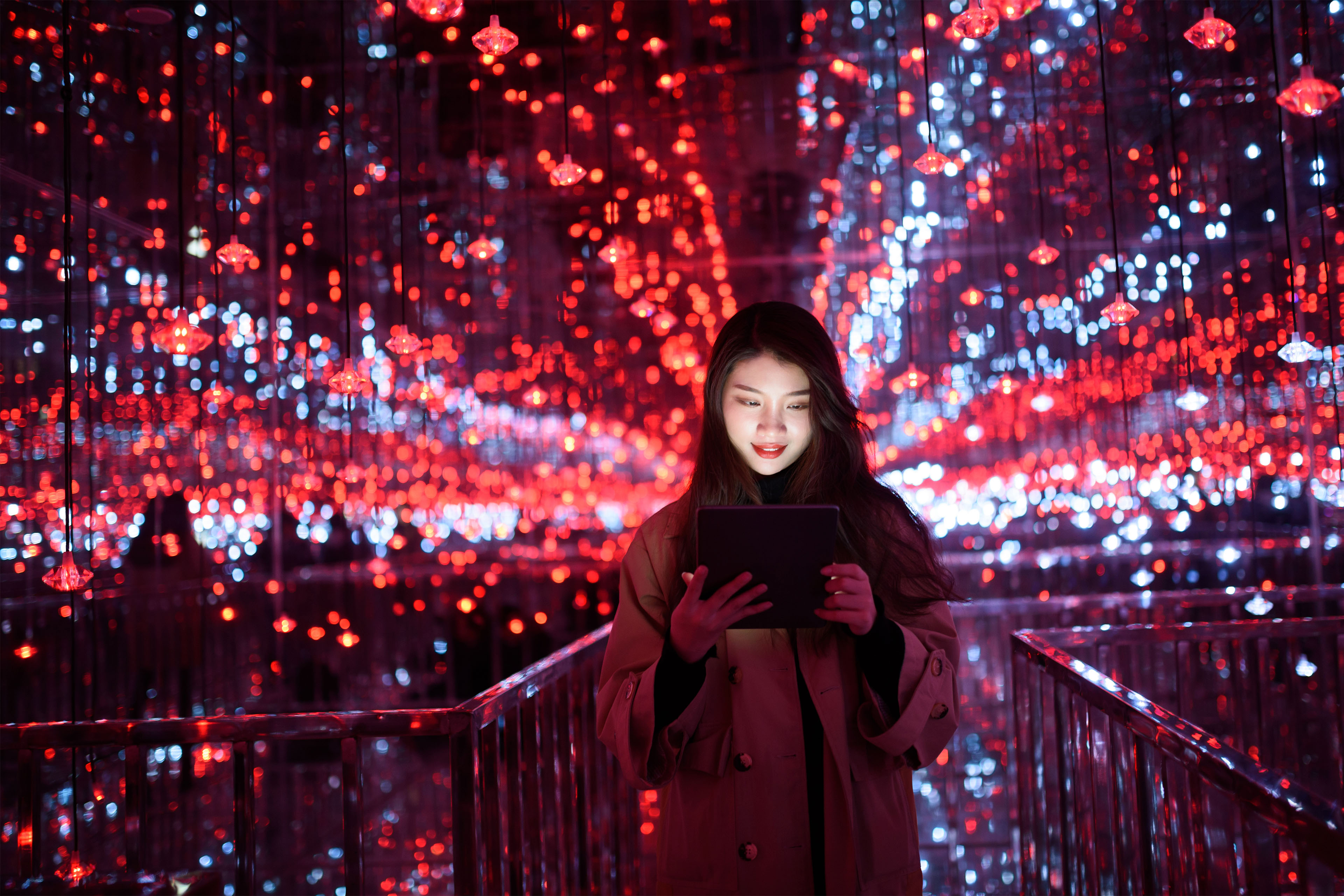 Asian woman using digital tablet