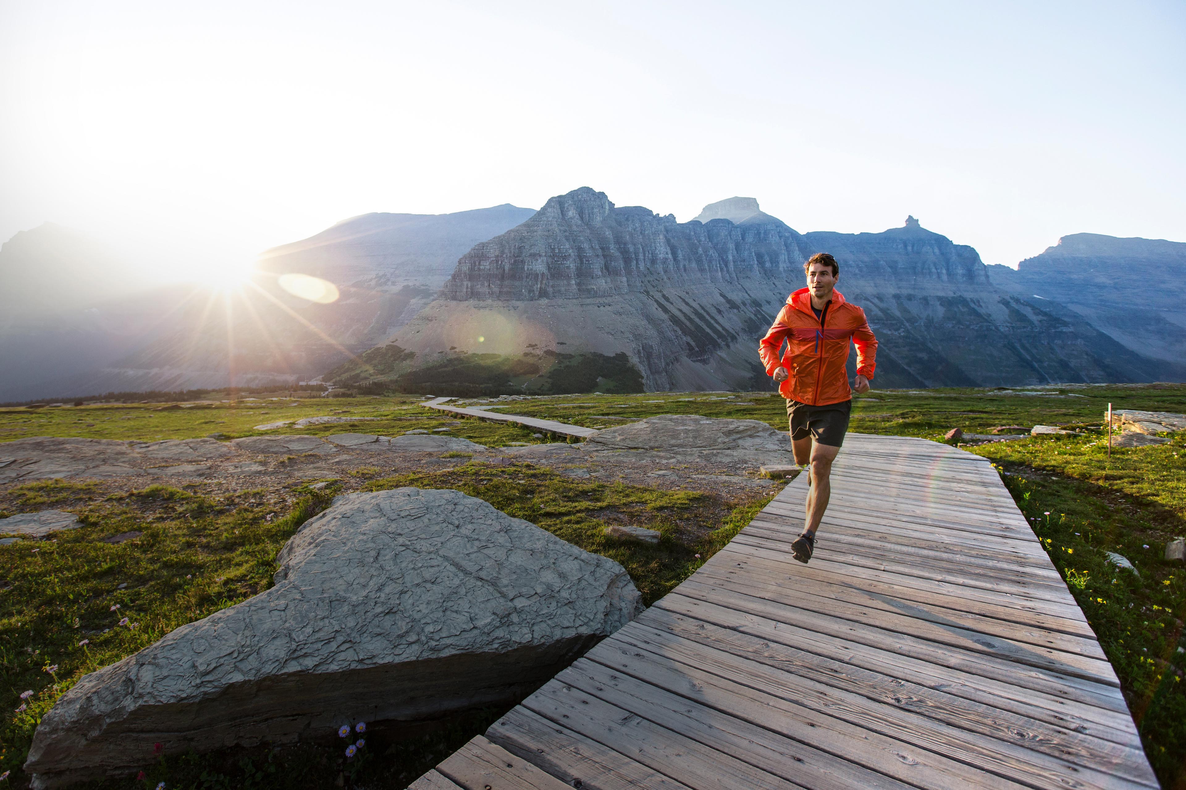 A man running in glacier park