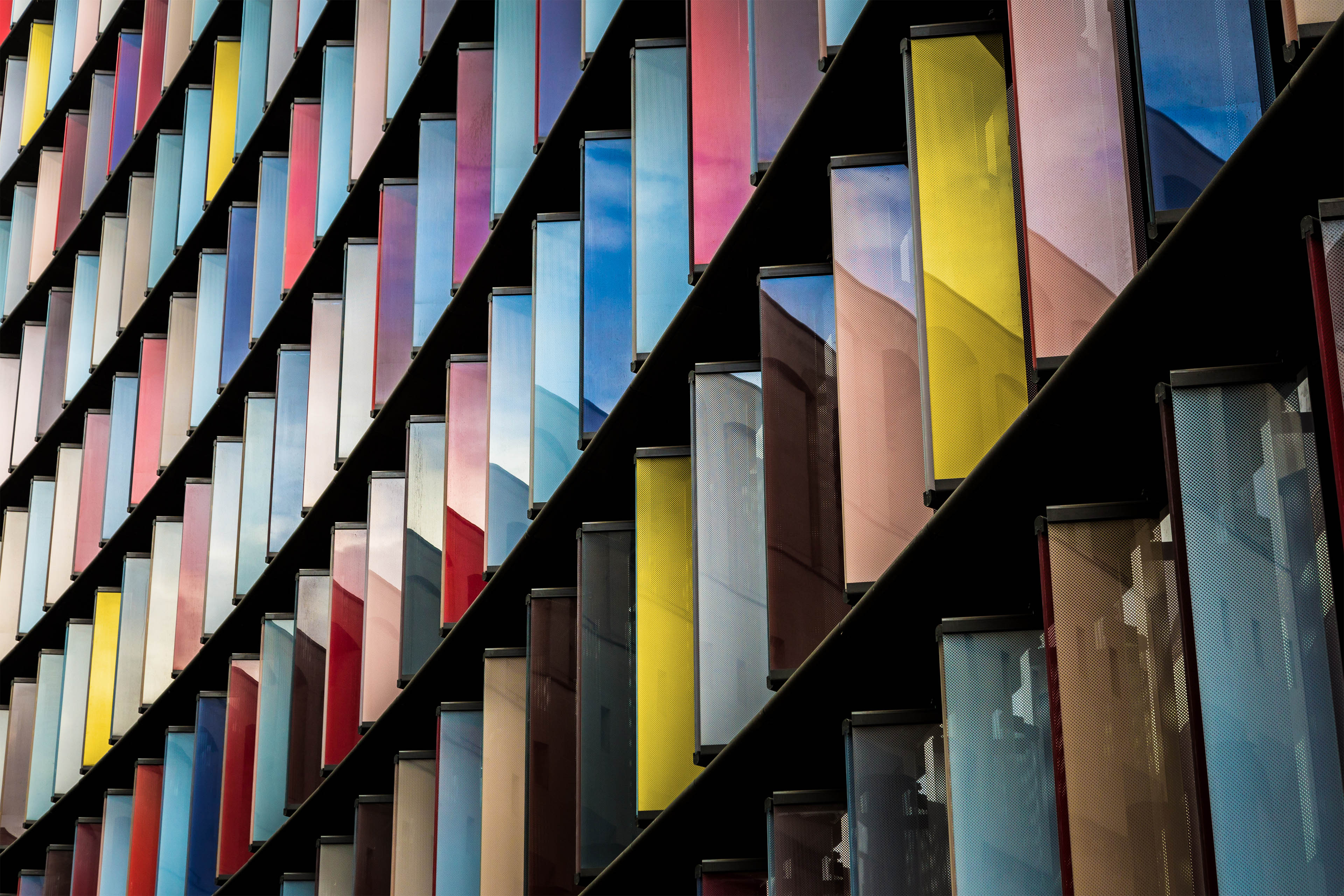 Multi Colored shutters in the City of London