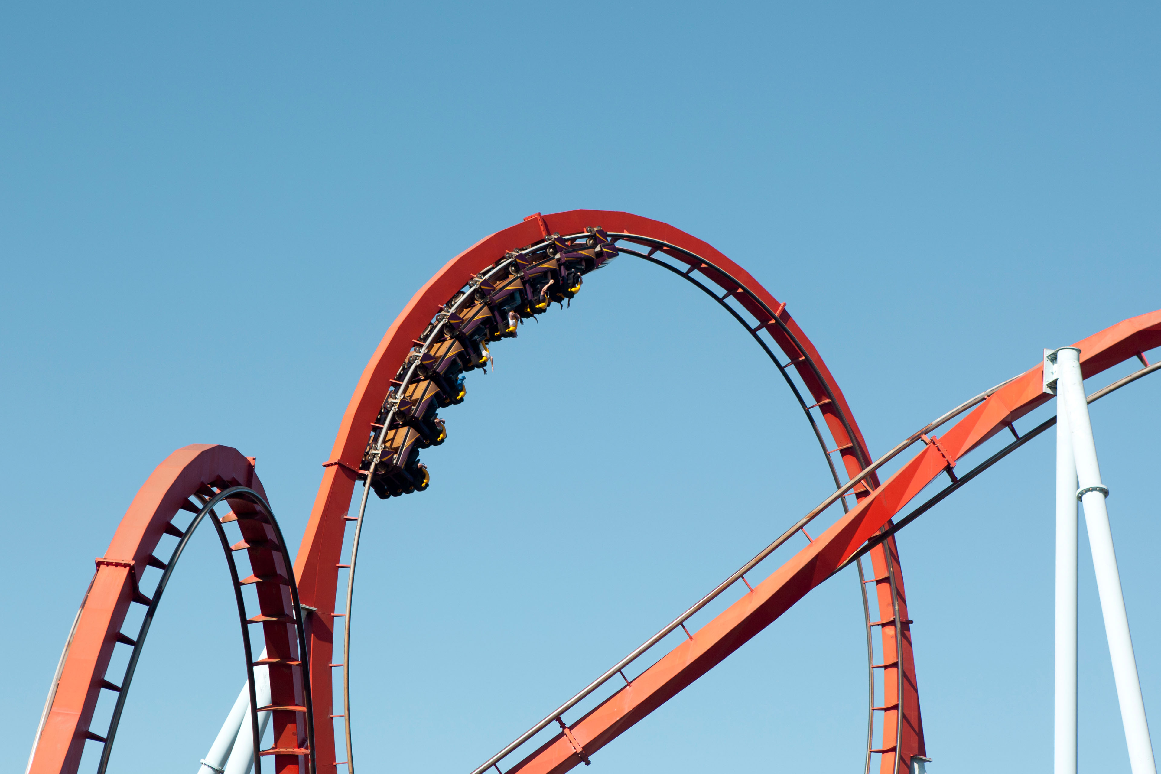 People upside down on a roller coaster in Spain