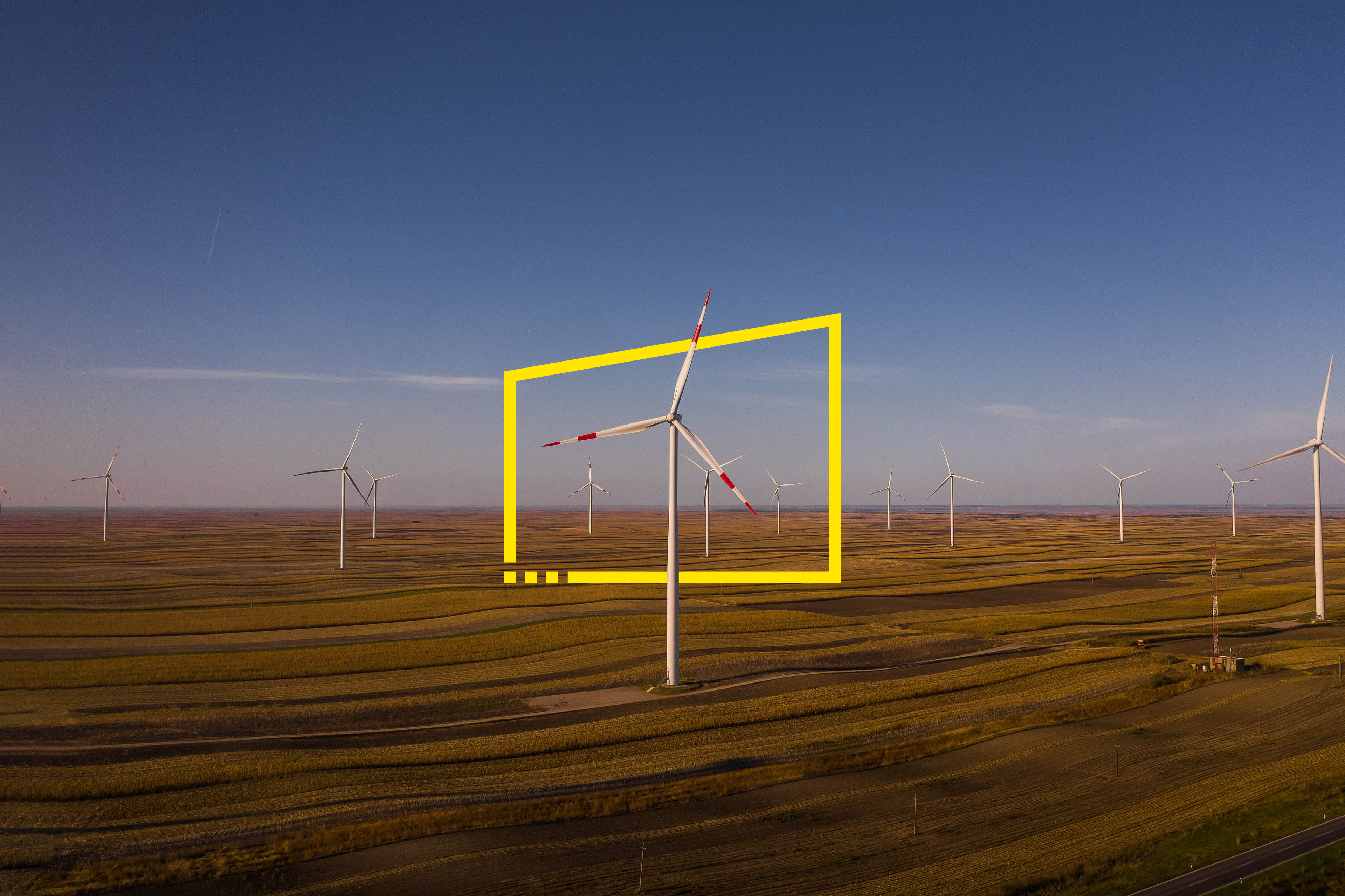 Aerial View at Wind turbines In Alibunar